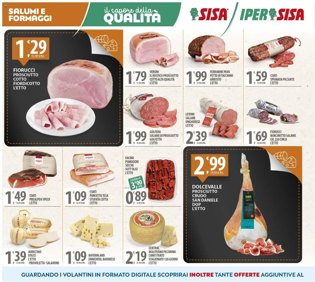 Volantino SISA del 23.09.2025 | Pagina: 2 | Prodotti: Arrosto, Prosciutto, Pecorino, Emmental