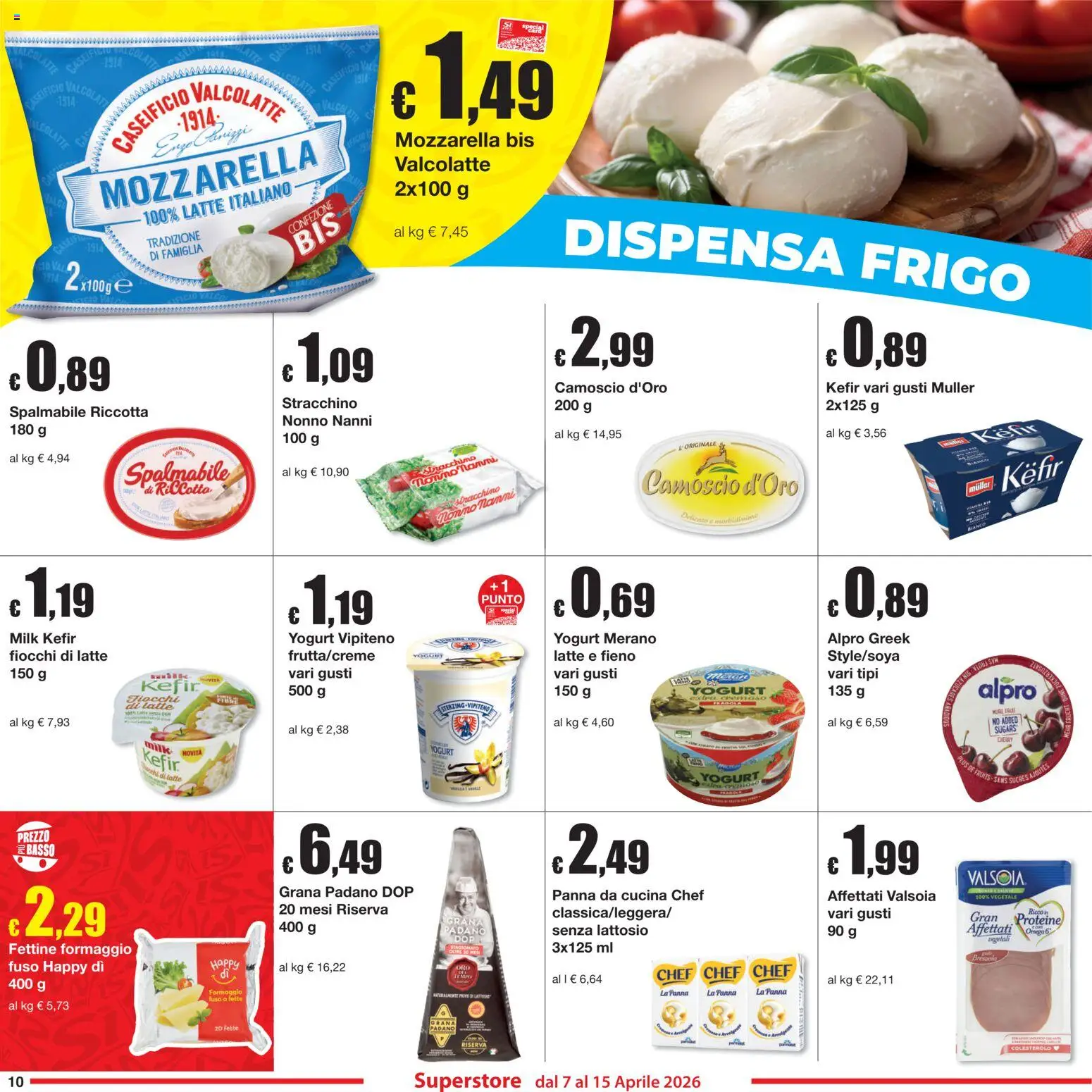 Volantino Sì con Te del 07.04.2026 | Pagina: 10 | Prodotti: Panna, Fiocchi di latte, Latte, Stracchino