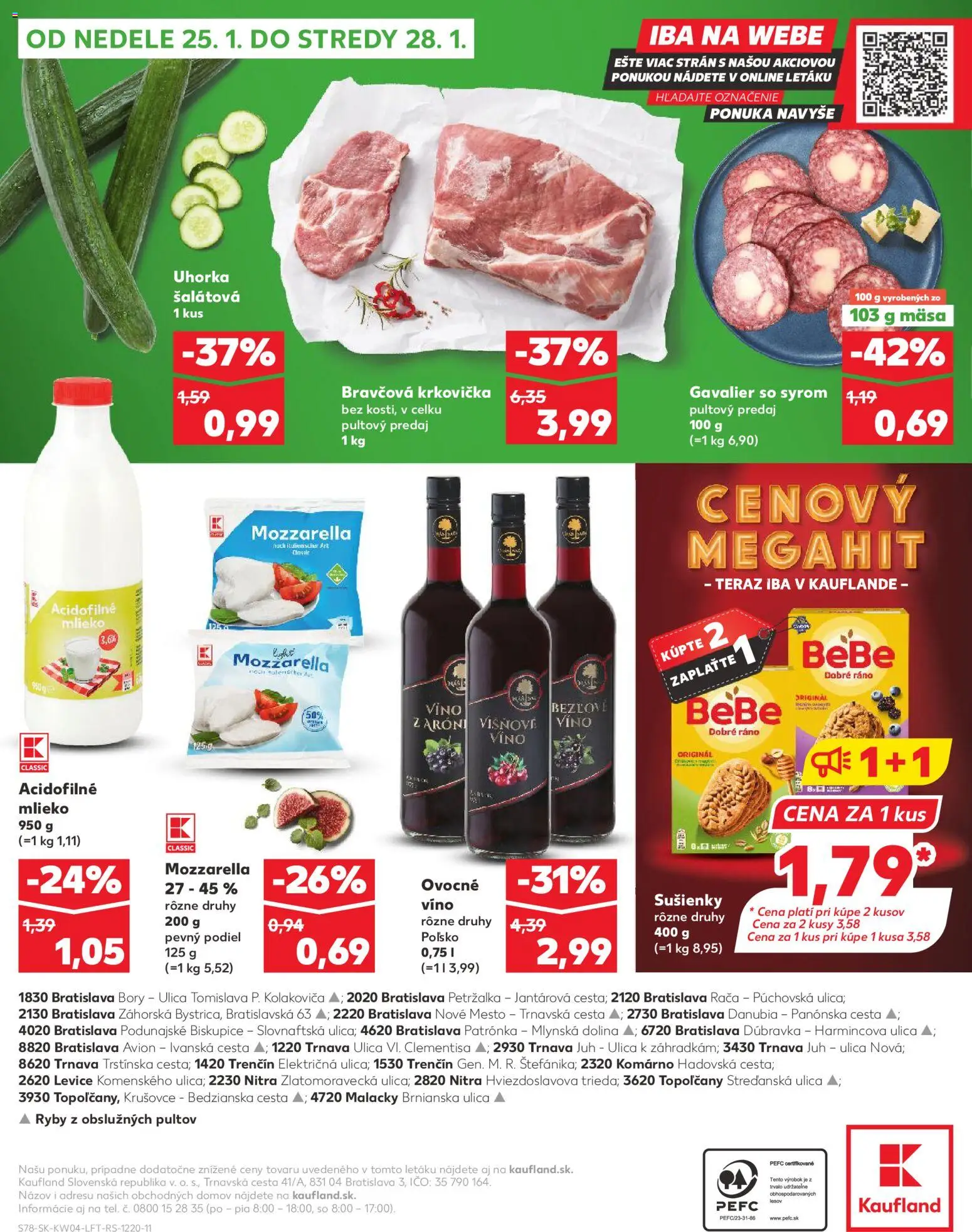 Nové Kaufland akcie – leták je platný od 22.01.2026 | Strana: 78 | Produkty: Mlieko, Víno, Mozzarella, Krkovička