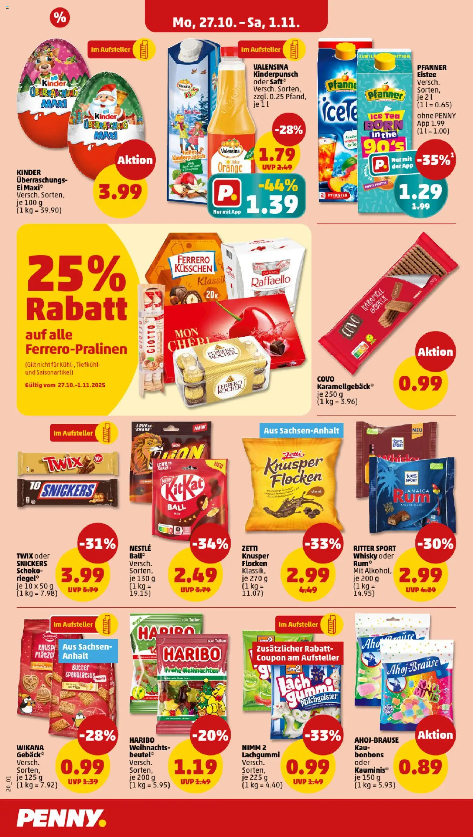 Penny Prospekt 	 – gültig ab 27.10.2025 | Seite: 22 | Produkte: Whisky, Snickers, Twix, Pfirsich