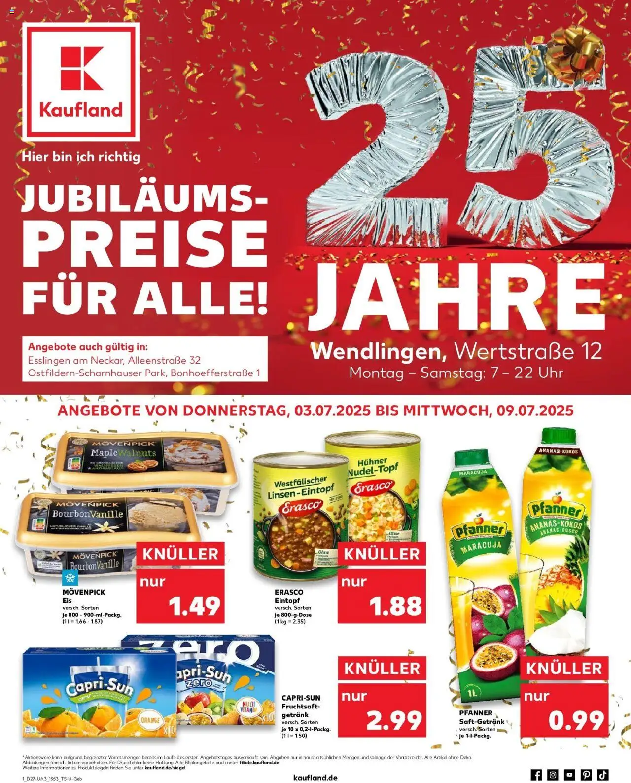 Kaufland prospekt Wendlingen Am Neckar	 - gültig ab dem 06.07.2025 | Seite: 16 | Produkte: Movenpick eis, Fruchtsaft, Eis, Uhr