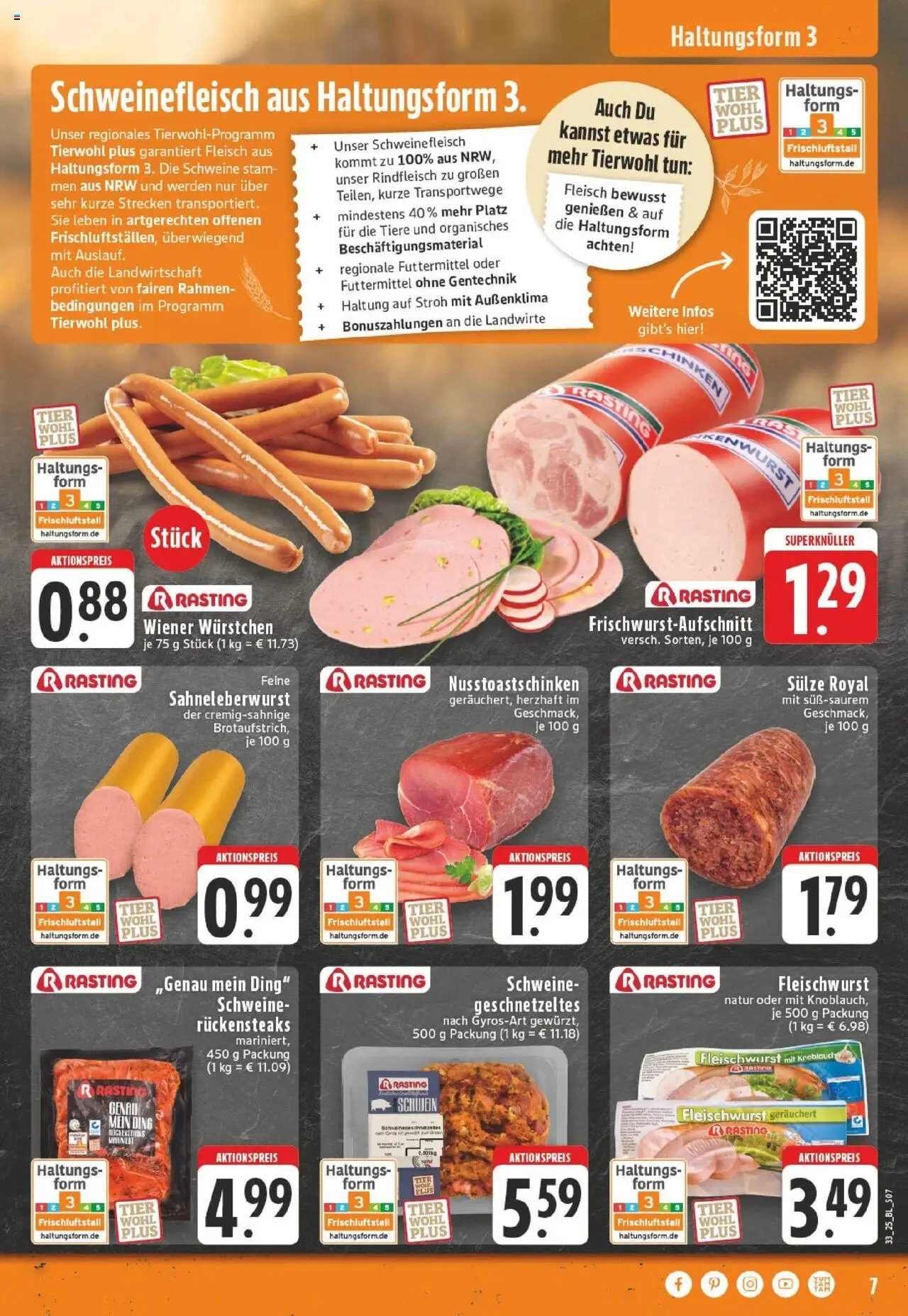 Edeka prospekt Kempen	 - gültig ab dem 11.08.2025 | Seite: 7 | Produkte: Wiener wurstchen, Knoblauch, Schweinefleisch, Fleisch