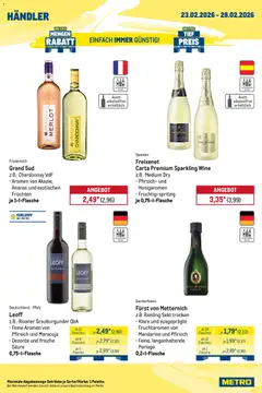 Metro Wochen-Angebote Händler ab 23.02.2026 gültig | Seite: 6 | Produkte: Furst von metternich, Freixenet, Merlot, Ananas
