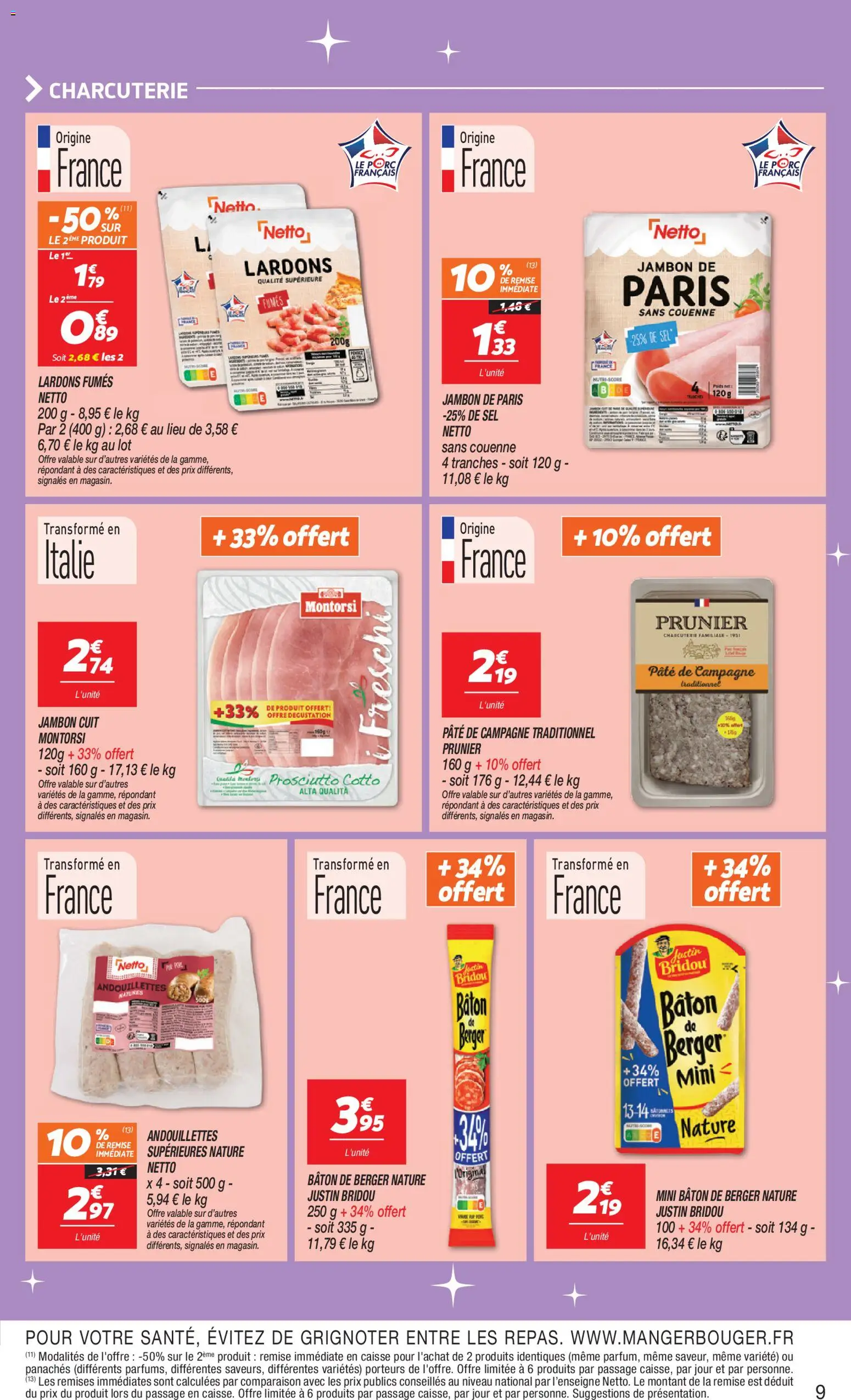 {H1} | Page: 9 | Produits: Lardons, Sel, Jambon, Porc