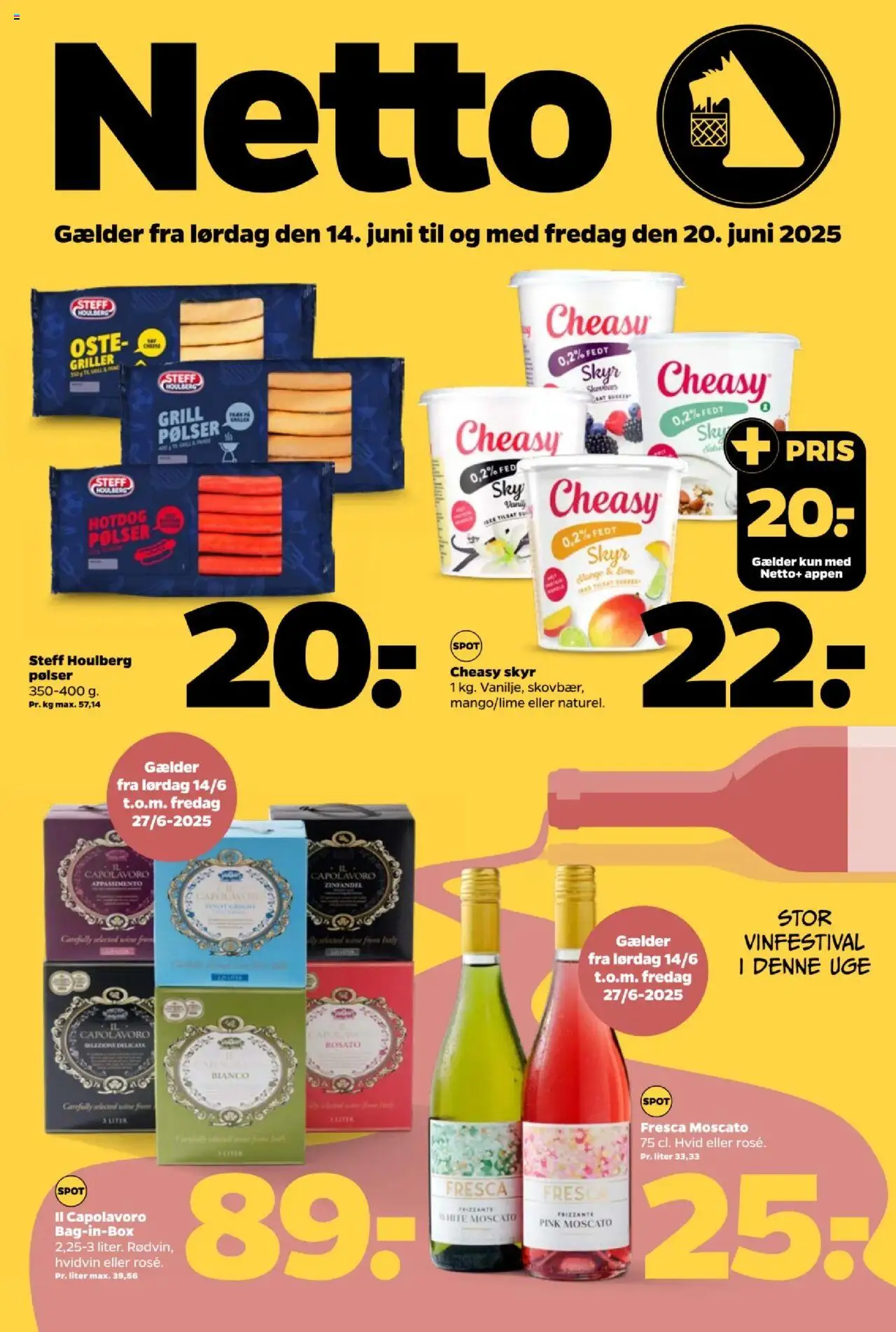 Netto Tilbudsavis gyldig fra 14.06.2025 | Side: 1 | Produkter: Pølser, Skyr, Grill