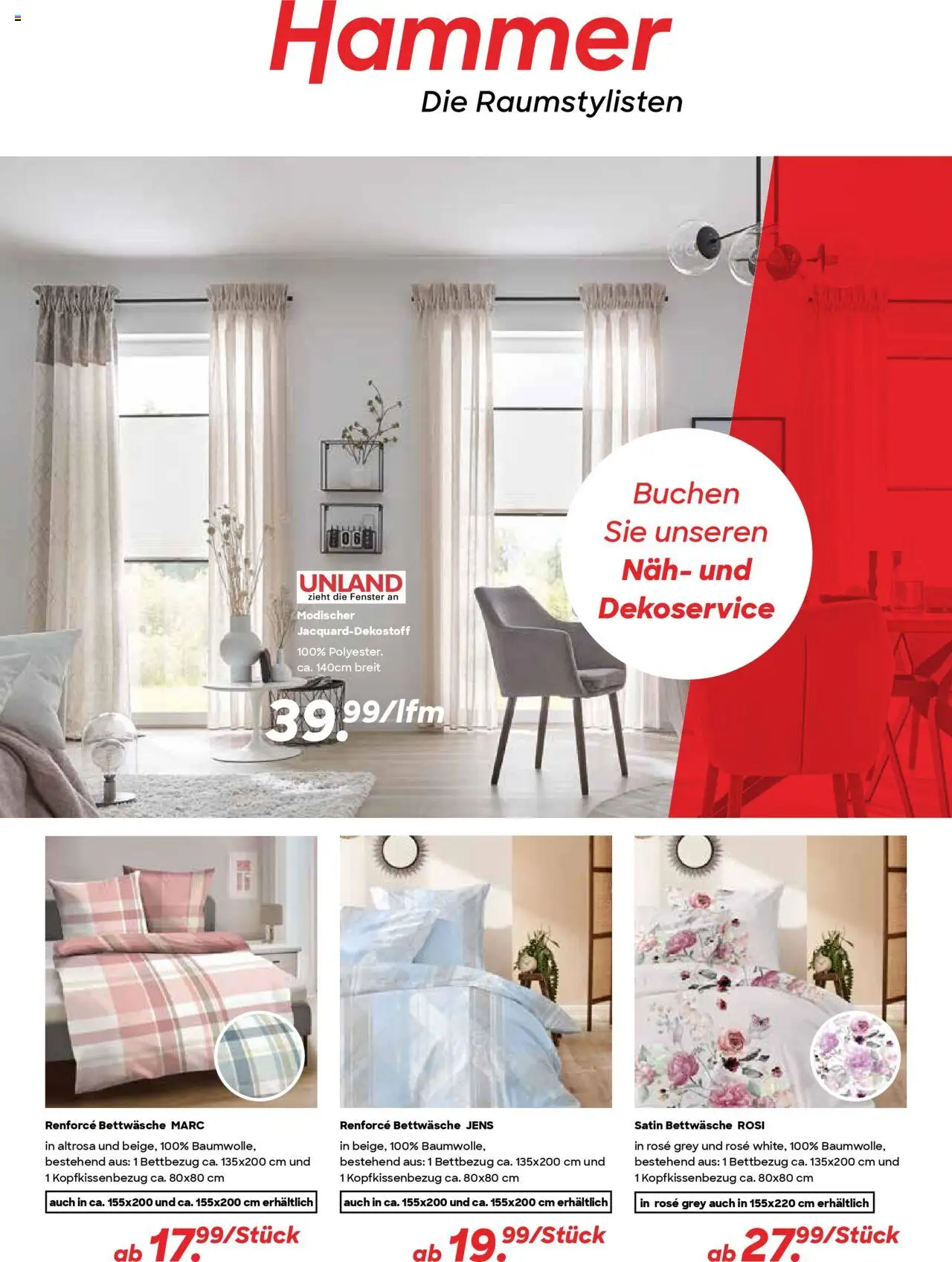 Hammer Zuhause Prospekt 	 – gültig ab 01.10.2025 | Seite: 1 | Produkte: Bettwäsche