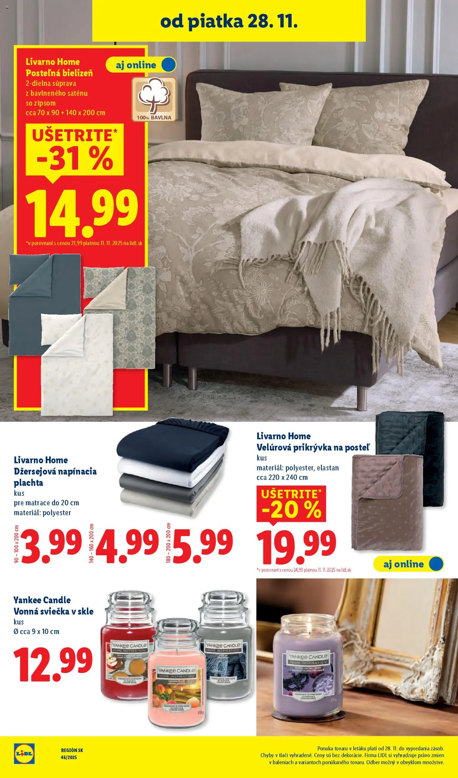 Nové Lidl akcie – leták je platný od 24.11.2025 | Strana: 82 | Produkty: Matrace, Plachta, Posteľ, Yankee Candle