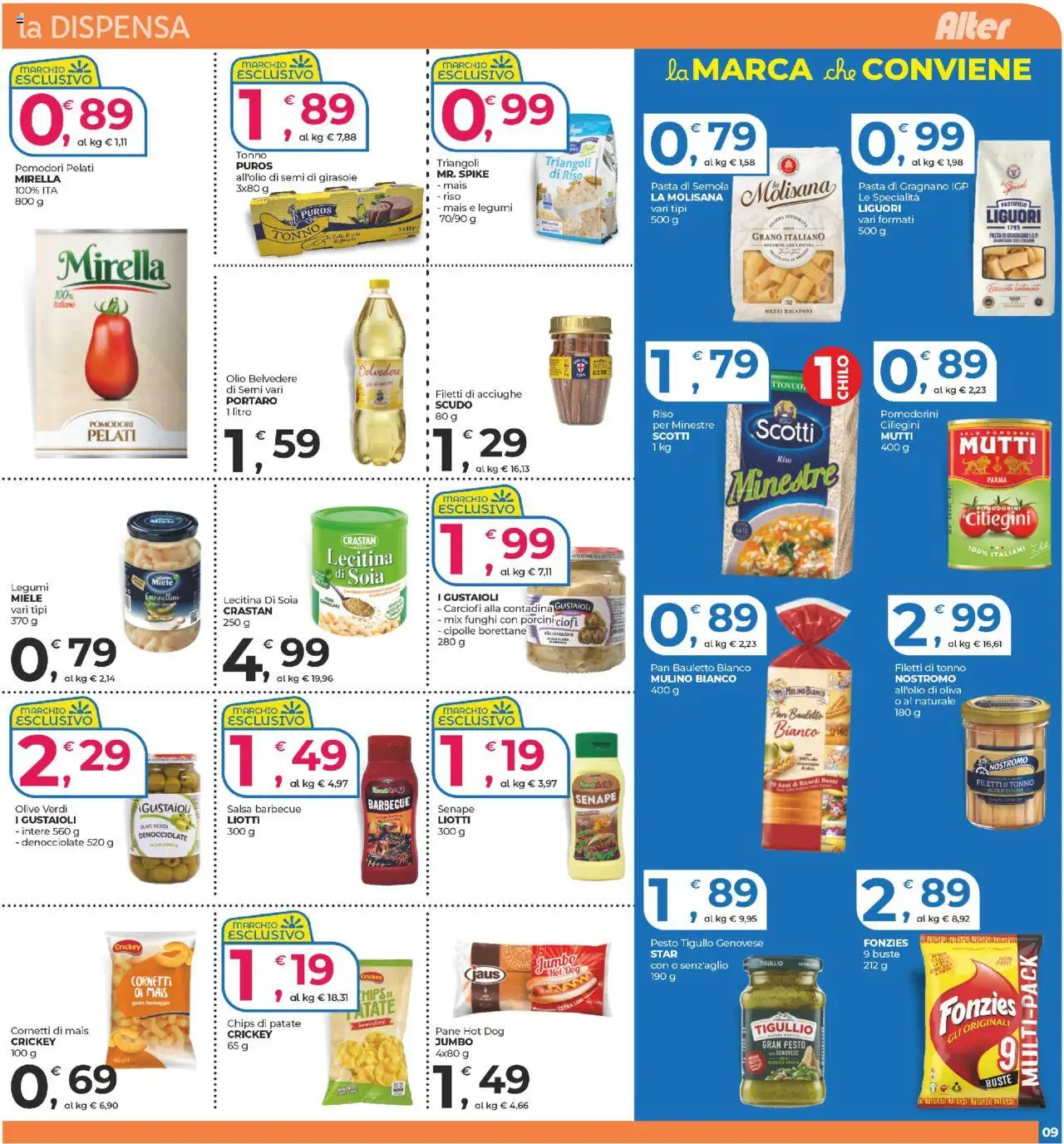 Volantino Alter Discount del 03.10.2025 | Pagina: 9 | Prodotti: Patate, Barbecue, Olio, Pasta