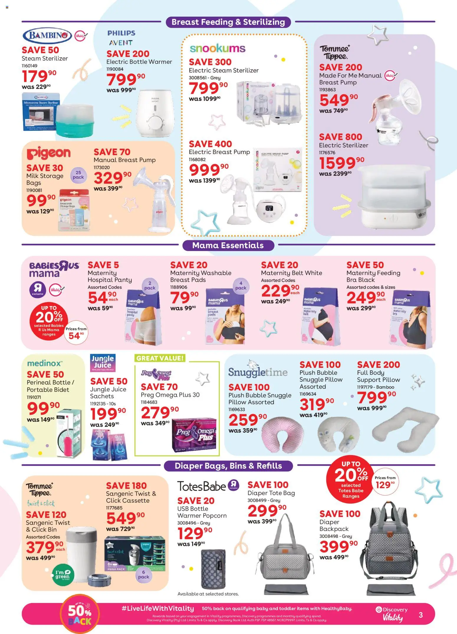 New Babies R Us catalogue – valid from 23.04.2026 | Page: 3 | Products: Backpack, Bag, Pads, Milk