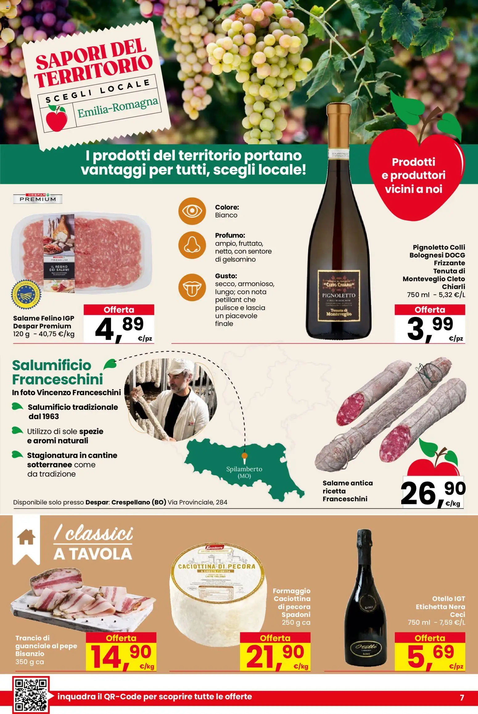 Volantino Despar del 22.01.2026 | Pagina: 7 | Prodotti: Salame, Ceci, Formaggio, Profumo