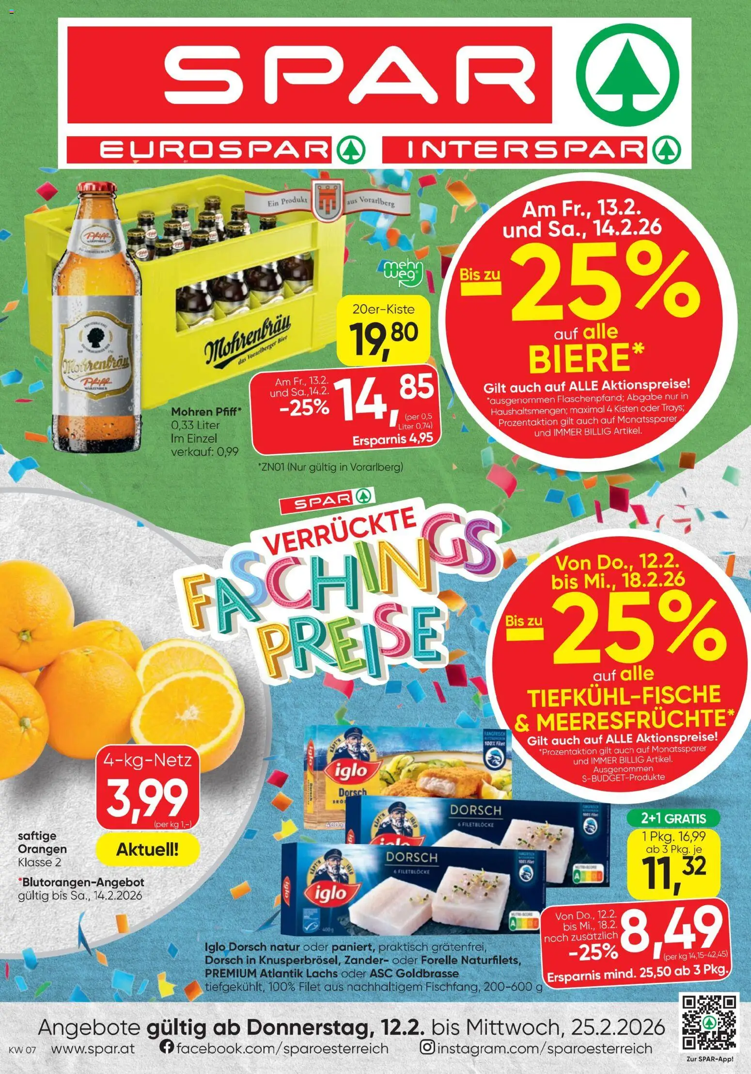 Spar Flugblatt gültig ab 12.02.2026 | Seite: 1 | Produkte: Bier, Orangen