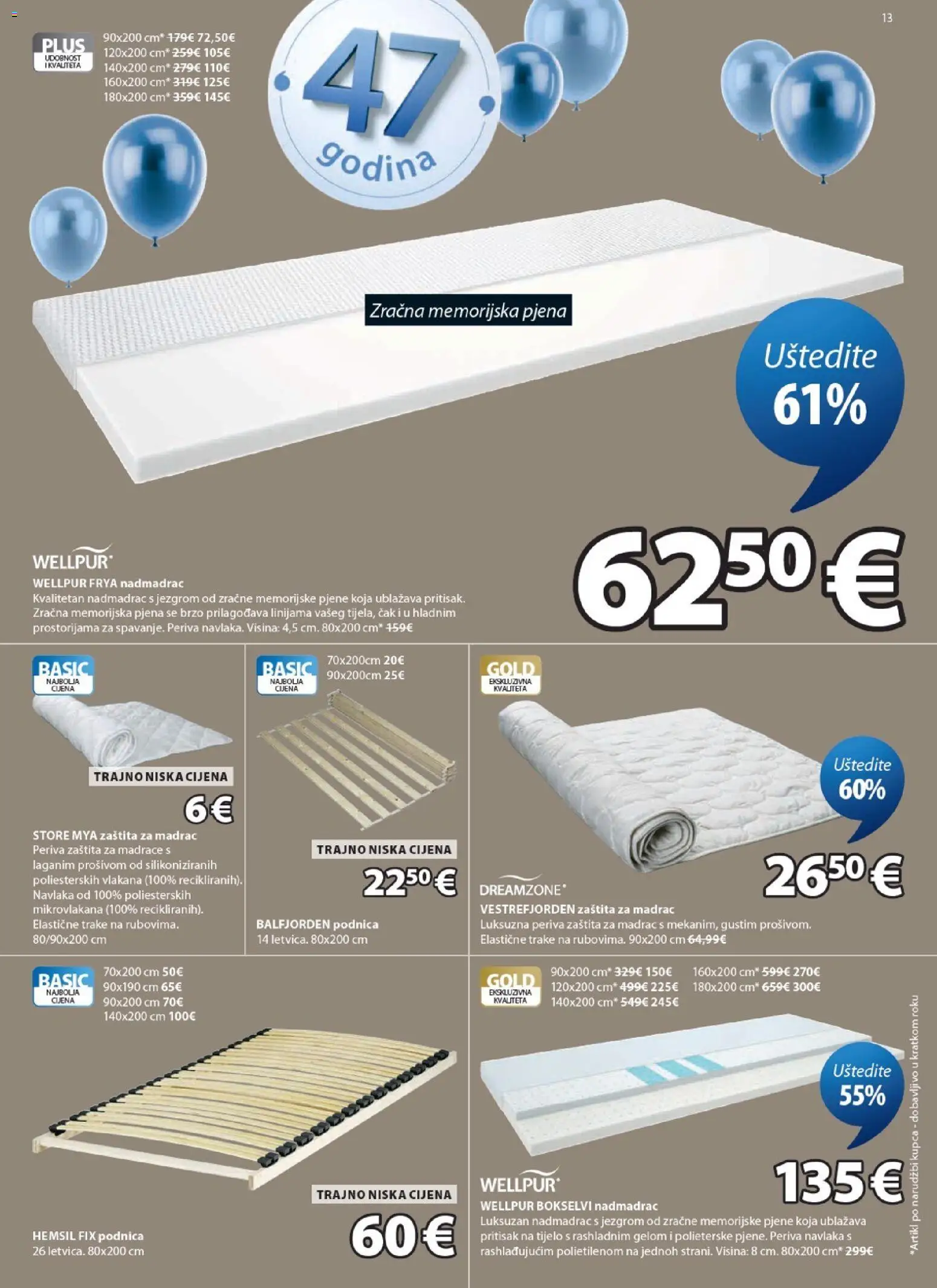 JYSK katalog | vrijedi od 22.04.2026 | Stranica: 13 | Proizvodi: Madrac, Elastične trake, Nadmadrac