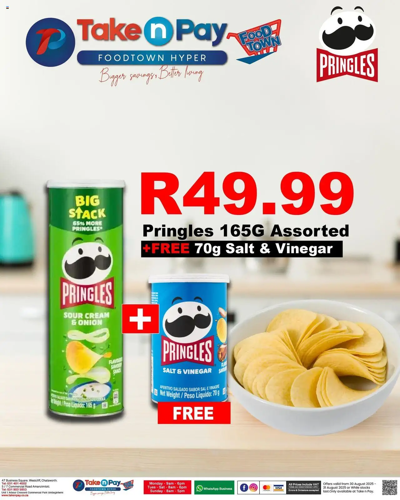 Take n Pay Pringles Deals │ valid from 30.08.2025 | Page: 1 | Products: Vinegar, Sour cream, Cream, Salt