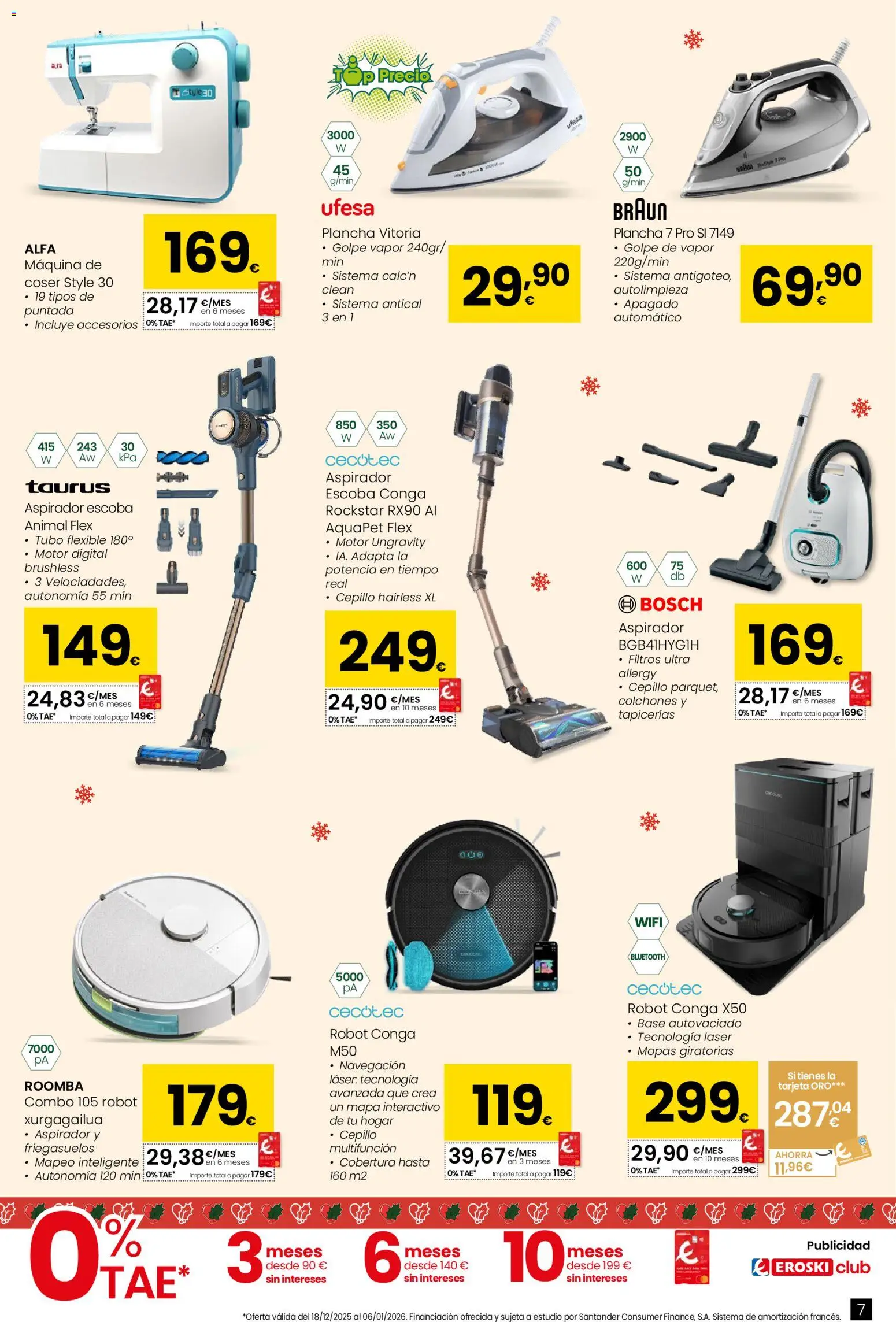 Eroski - Conekta │ válido desde el 18.12.2025 | Página: 7 | Productos: Escoba, Plancha, Navegación, Aspirador