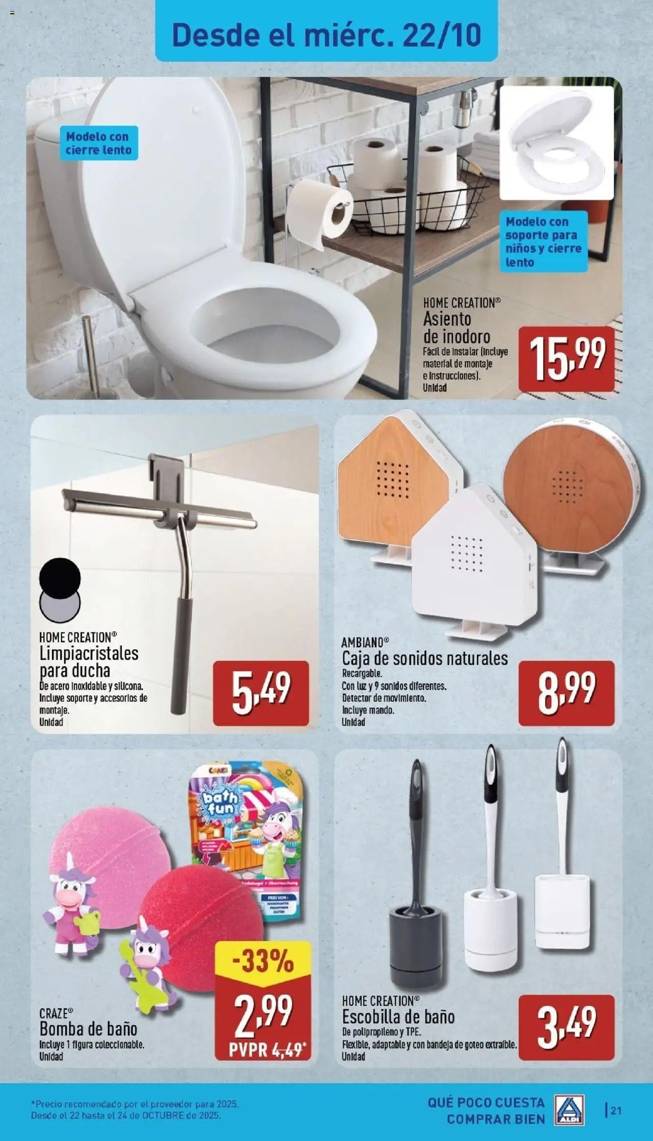 Aldi folleto Baleares │ válido desde el 20.10.2025 | Página: 21 | Productos: Limpiacristales, Bandeja, Caja, Ducha