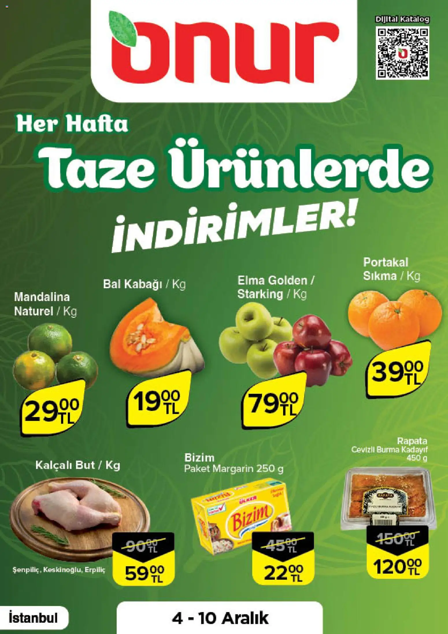 Onur Market Taze Ürünlerde İndirimler - 04.12.2025 tarihinden itibaren geçerlidir | Sayfa: 1 | Ürünler: Elma, Portakal, Mandalina
