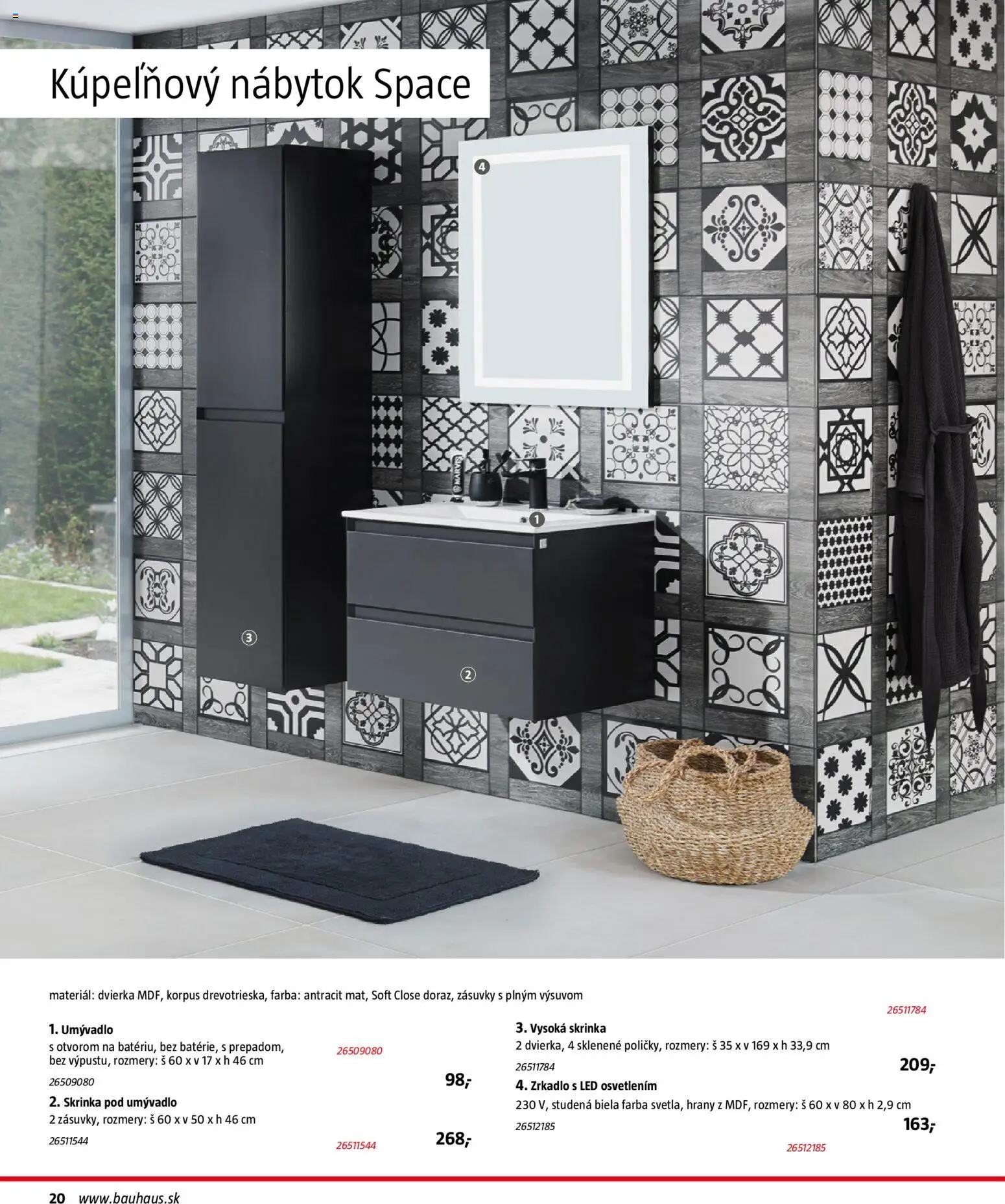 Nové Bauhaus akcie – leták je platný od 15.12.2025 | Strana: 20 | Produkty: Nábytok, Kupeľňový nábytok, Skrinka pod umývadlo, Zrkadlo