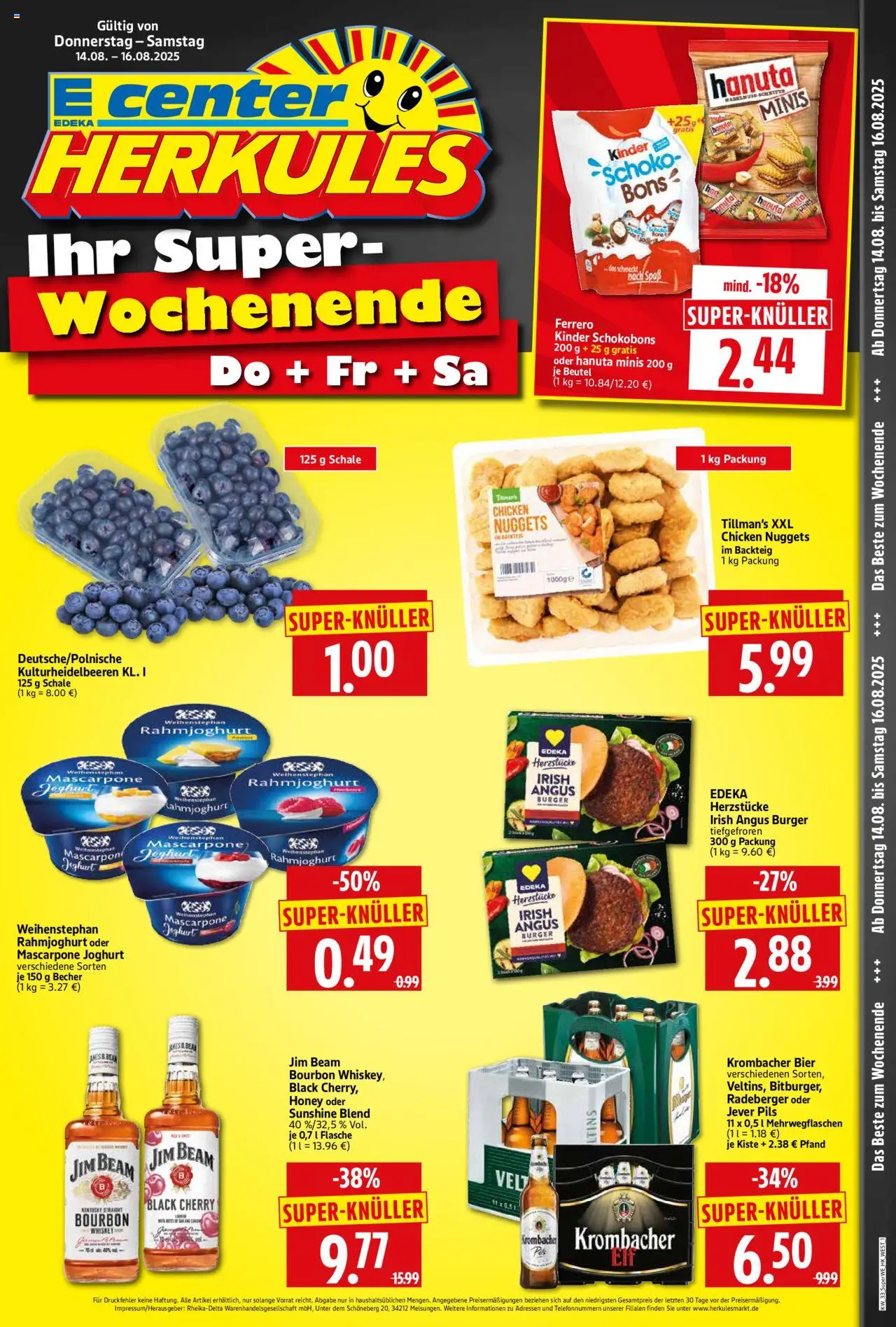 HERKULES - Sonderbeilage - gültig ab dem 14.08.2025 | Seite: 1 | Produkte: Jim beam, Jever, Bourbon, Whiskey