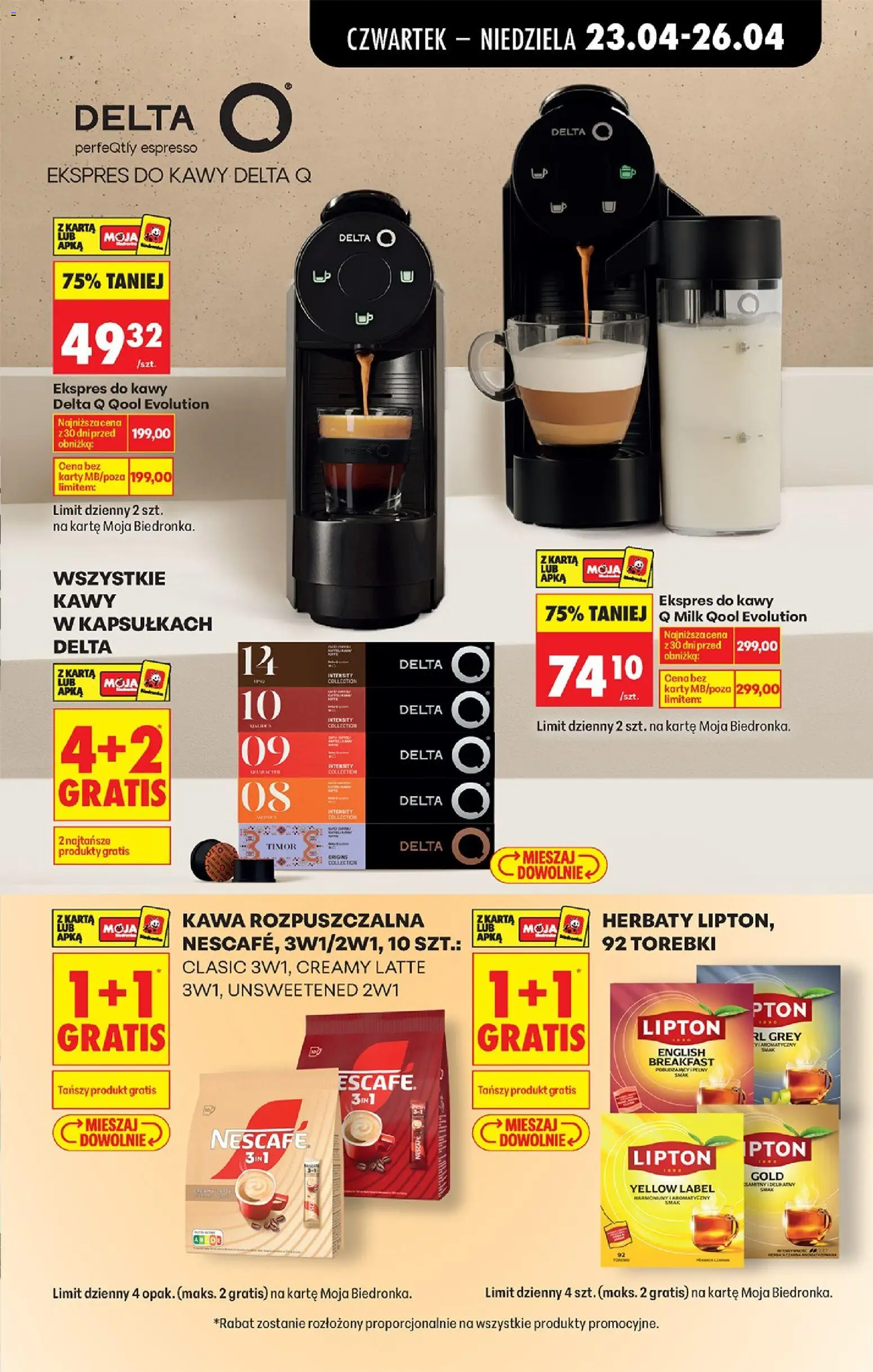 Biedronka gazetka od czwartku od 23.04.2026 | Strona: 73 | Produkty: Karta, Ekspres do kawy, Kawa, Ekspres do kawy delta