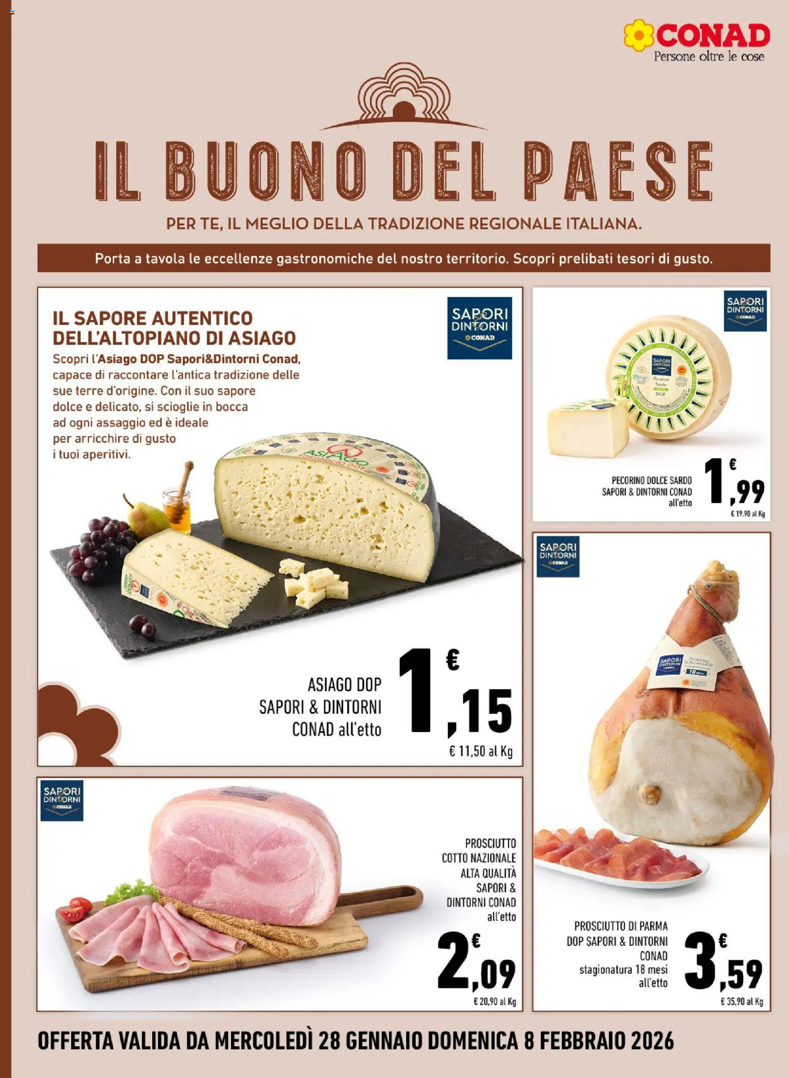 Volantino Conad del 28.01.2026 | Pagina: 6 | Prodotti: Prosciutto di Parma, Prosciutto Cotto, Prosciutto, Pecorino