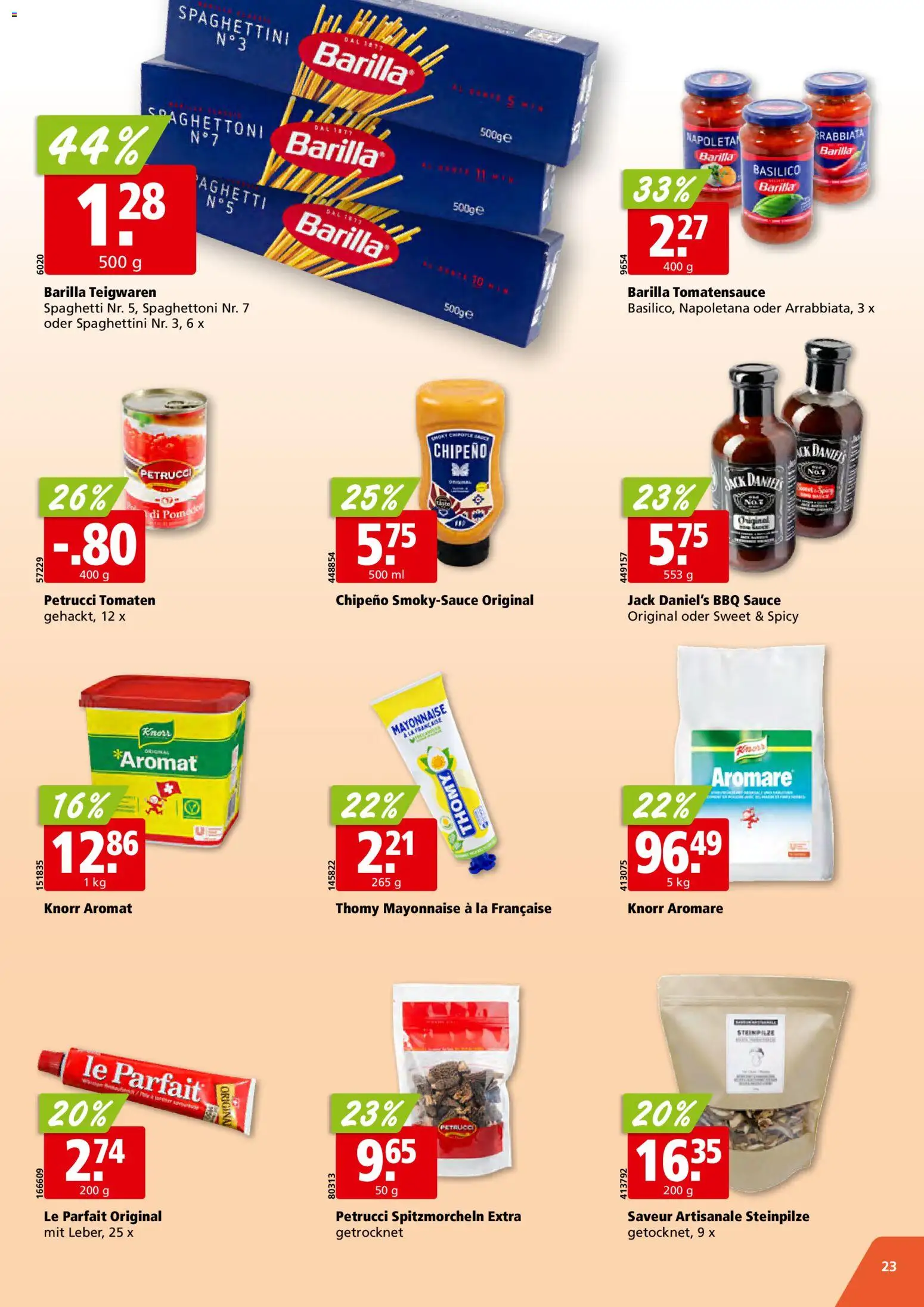 Aligro aktionen – gültig ab 23.03.2026 | Seite: 23 | Produkte: Barilla, Teigwaren, Tomaten, Mayonnaise