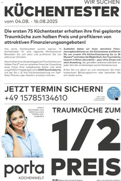 Porta! - Küchentester gesucht gültig ab dem 04.08.2025