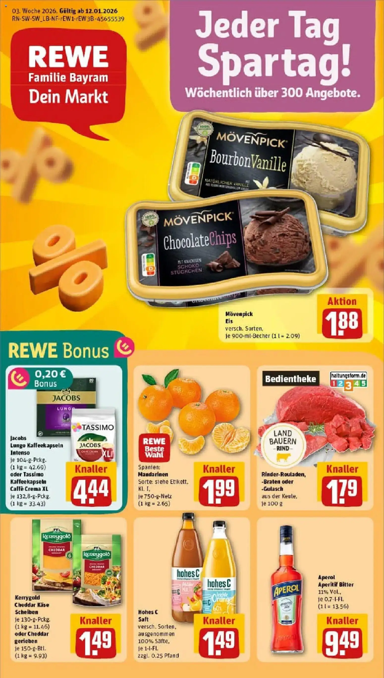 Rewe prospekt Niefern - Öschelbronn	 – gültig ab 11.01.2026 | Seite: 1 | Produkte: Movenpick eis, Saft, Tassimo, Eis