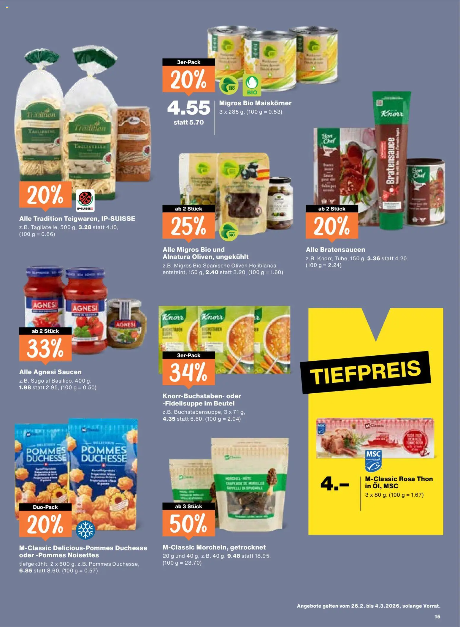 Migros Aktionen – gültig ab 26.02.2026 | Seite: 15 | Produkte: Pasta