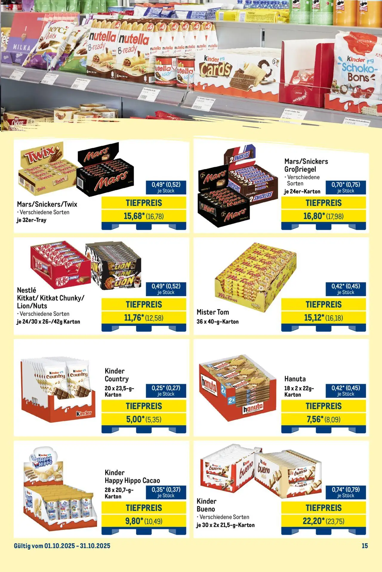 Metro Monats-Mix – gültig ab 01.10.2025 | Seite: 15 | Produkte: Milka, Snickers, Mars, Twix