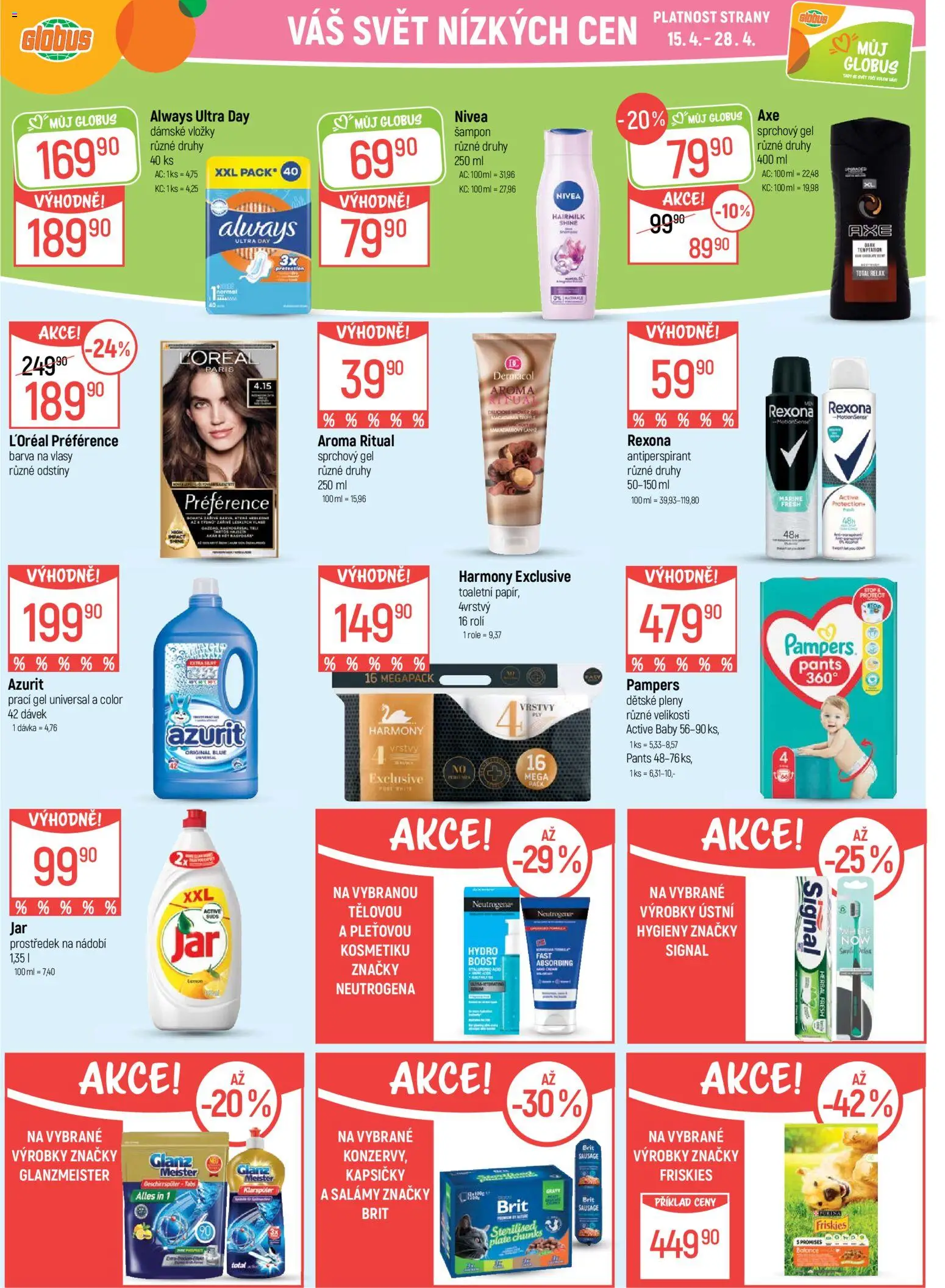 Globus leták - Opava od 15.04.2026 | Strana: 20 | Produkty: Prací gel, Nivea, Nádobí, Dětské pleny