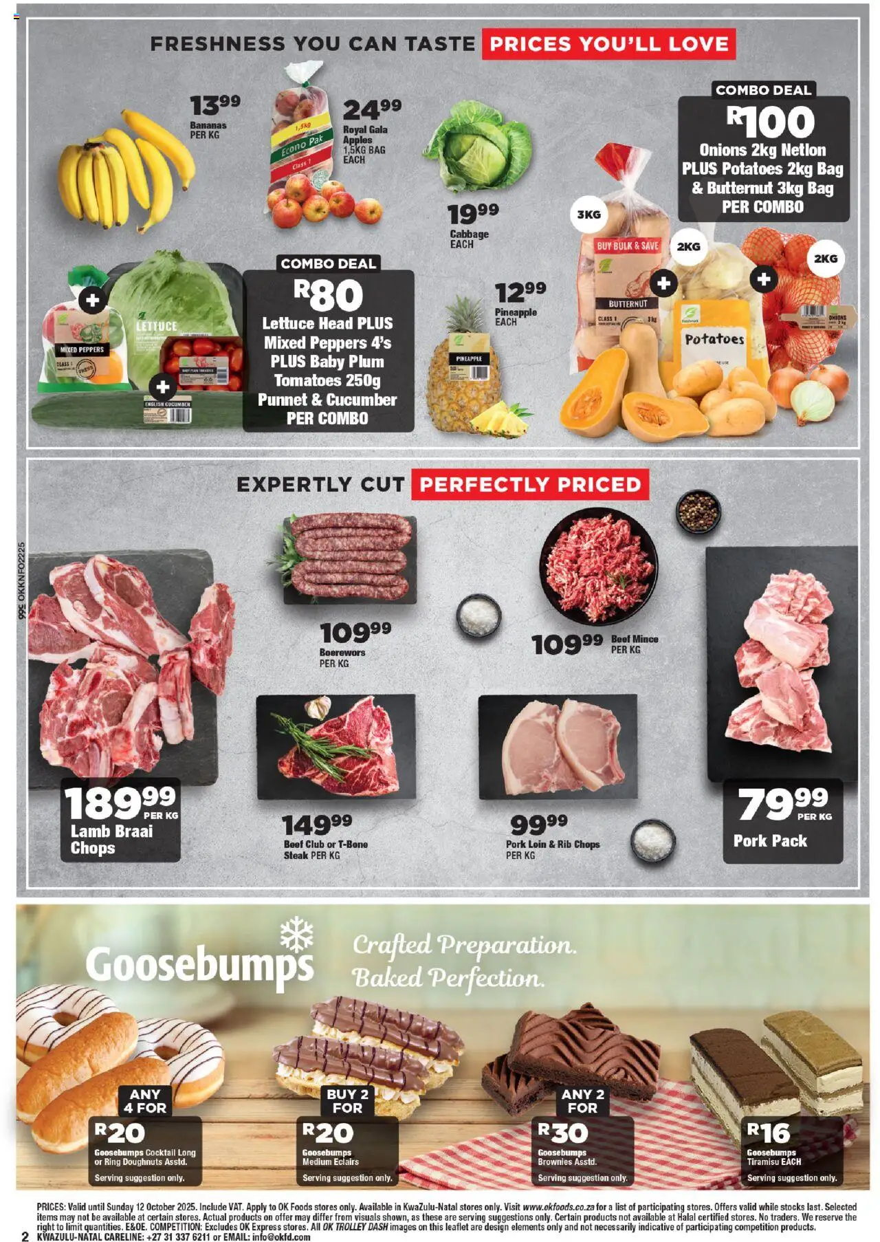 New OK Foods catalogue – valid from 24.09.2025 | Page: 2 | Products: Steak, Apples, Bananas, Onions
