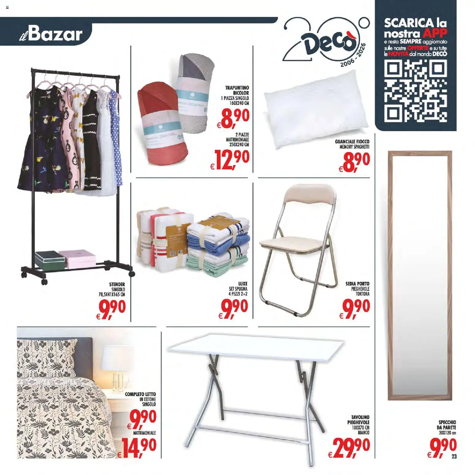 Volantino Decò del 17.03.2026 | Pagina: 23 | Prodotti: Tavolino, Letto, Sedia, Specchio