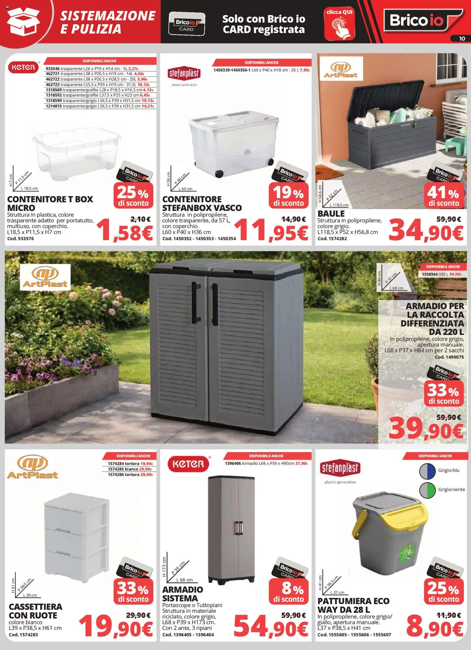 Volantino Brico io del 02.04.2026 | Pagina: 10 | Prodotti: Baule, Pattumiera, Contenitore, Cassettiera