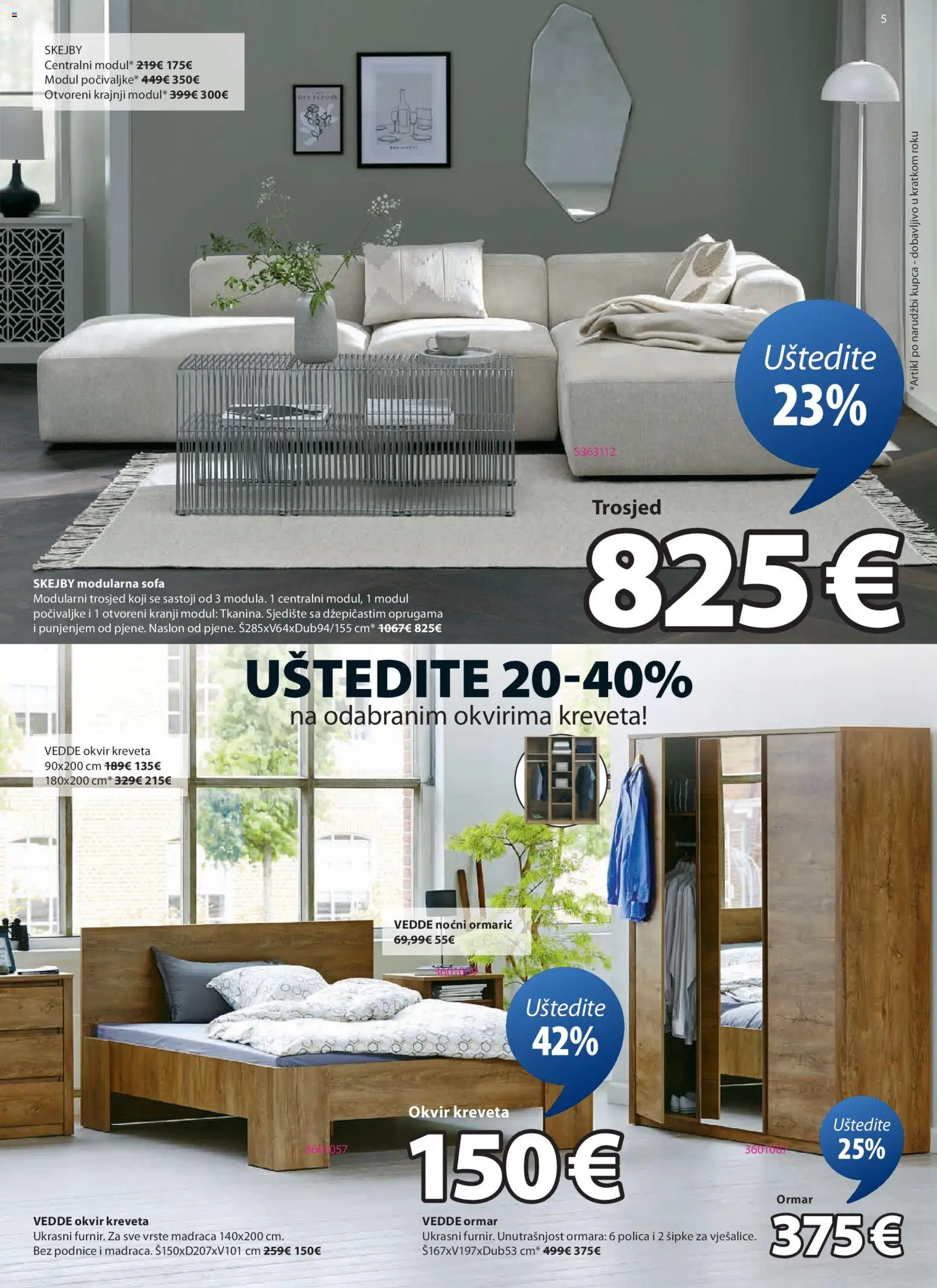 JYSK katalog | vrijedi od 18.02.2026 | Stranica: 5 | Proizvodi: Noćni ormarić, Trosjed, Polica, Podnice