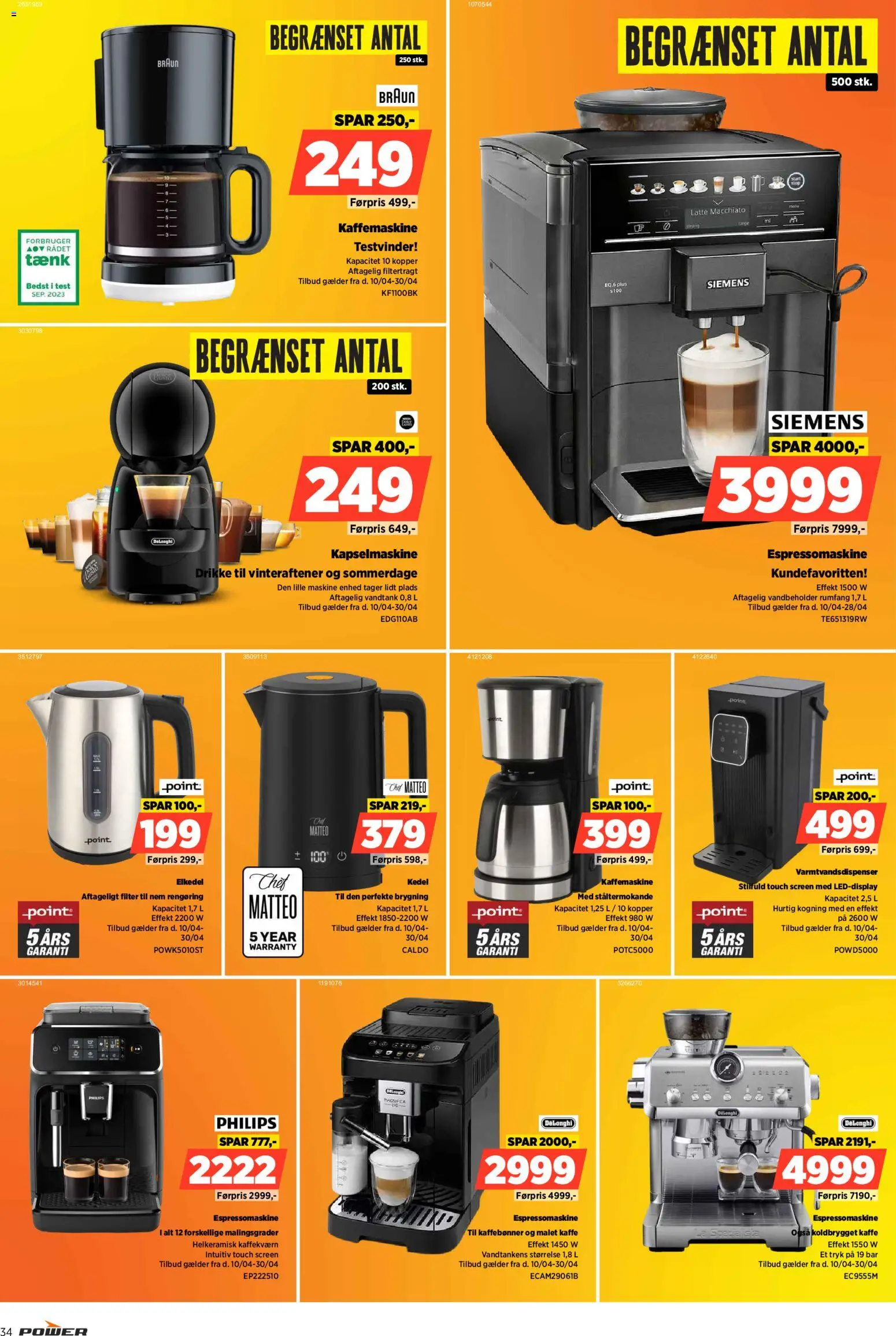 Power tilbudsavis – gyldig fra 24.04.2026 | Side: 34 | Produkter: Kaffe, Kaffemaskine, Kedel