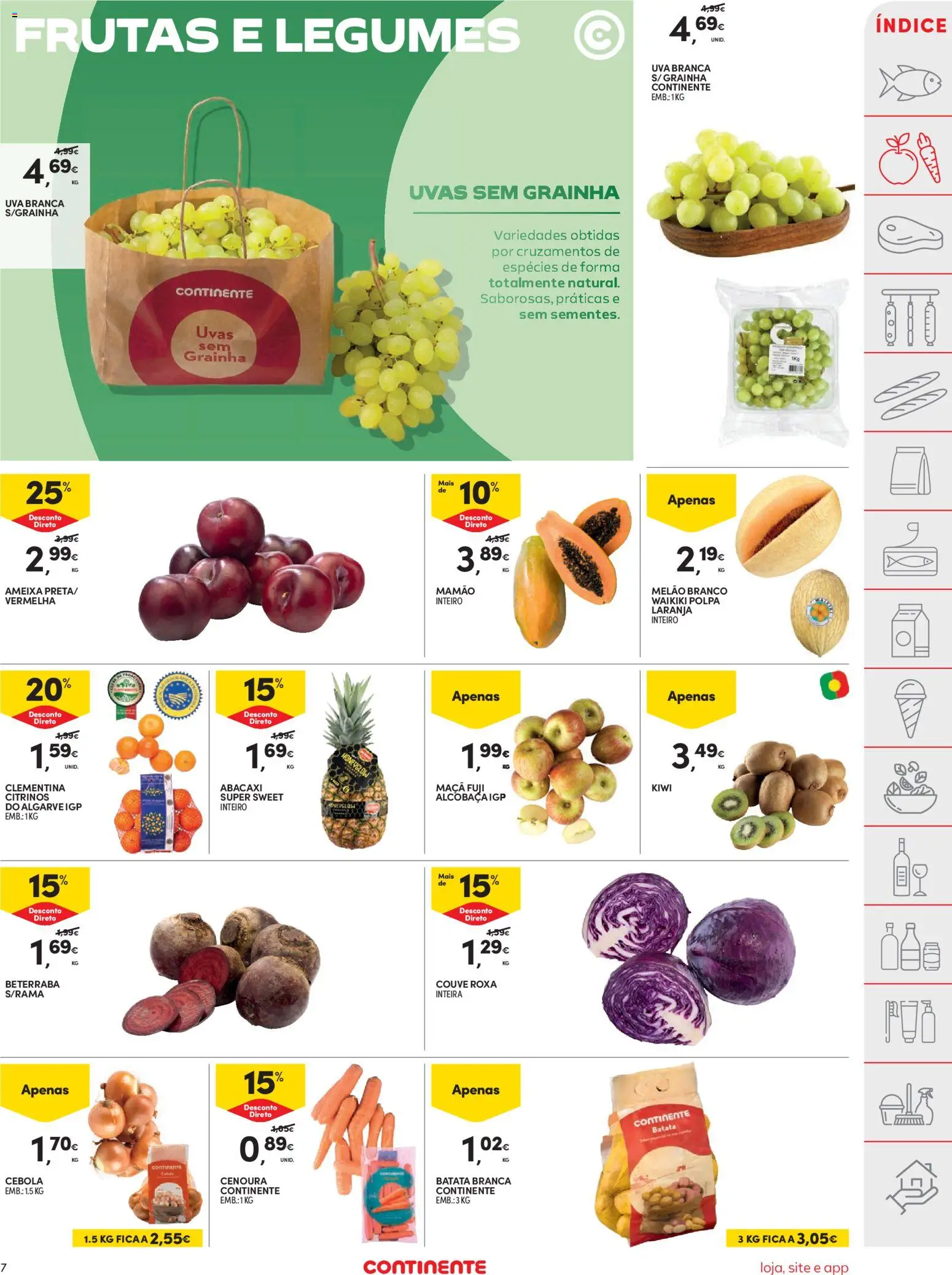 Continente folheto │ válido de 20.01.2026 | Página: 7 | Produtos: Cebola, Maça, Cenoura, Uvas