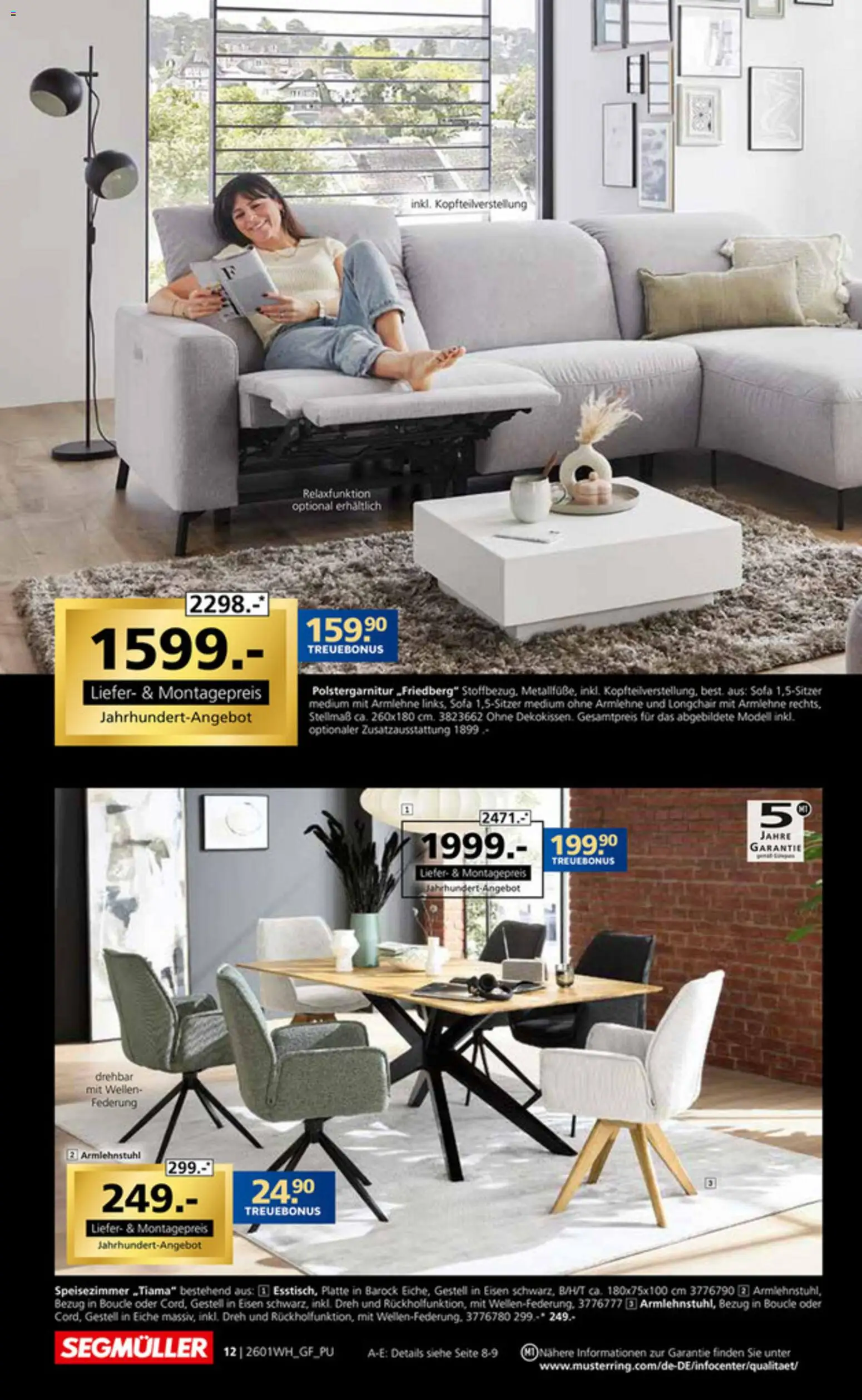 Segmüller Wohndesign – gültig ab 24.12.2025 | Seite: 12 | Produkte: Sofa