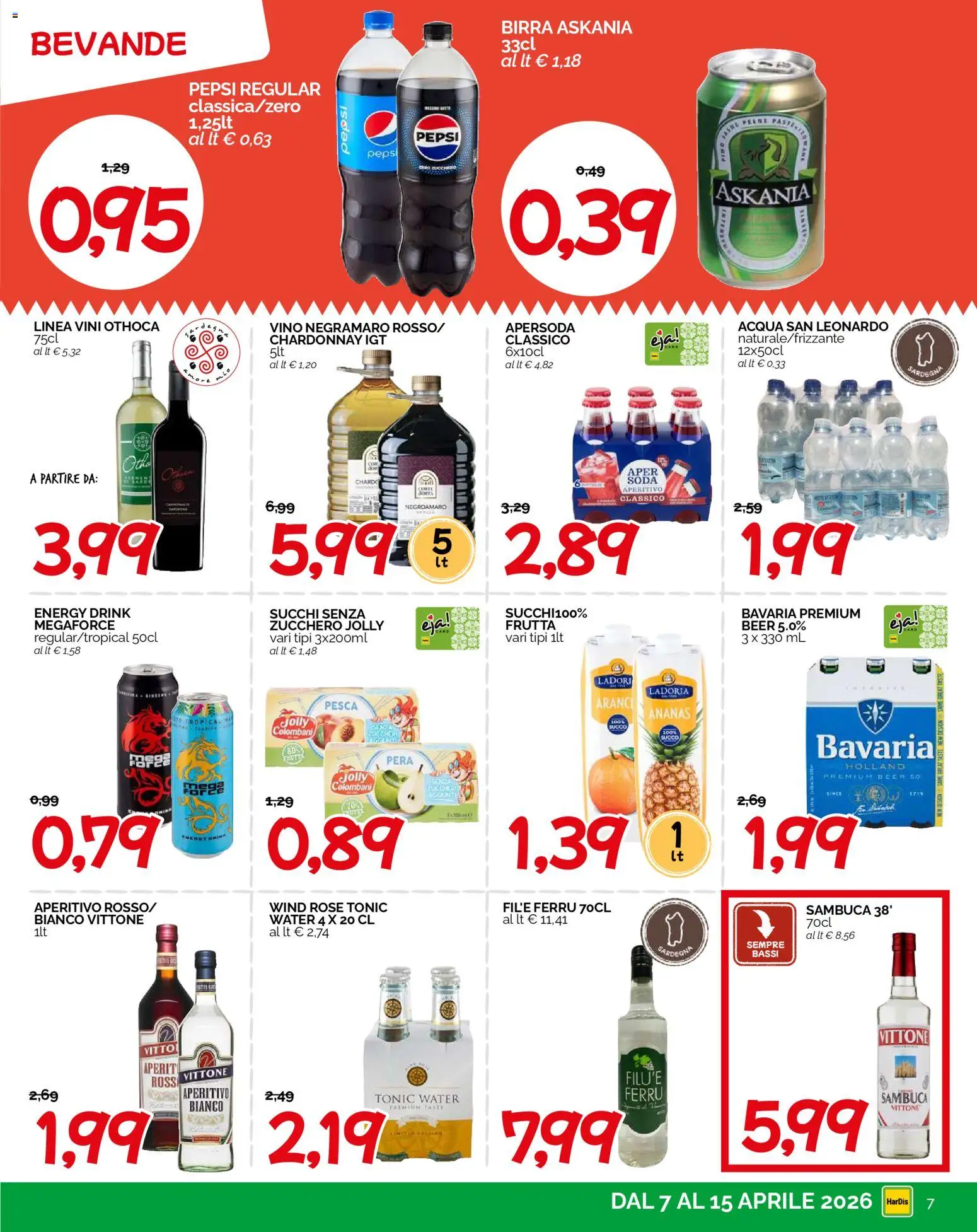 Volantino HarDis del 07.04.2026 | Pagina: 7 | Prodotti: Acqua, Frutta, Vino, Pesca