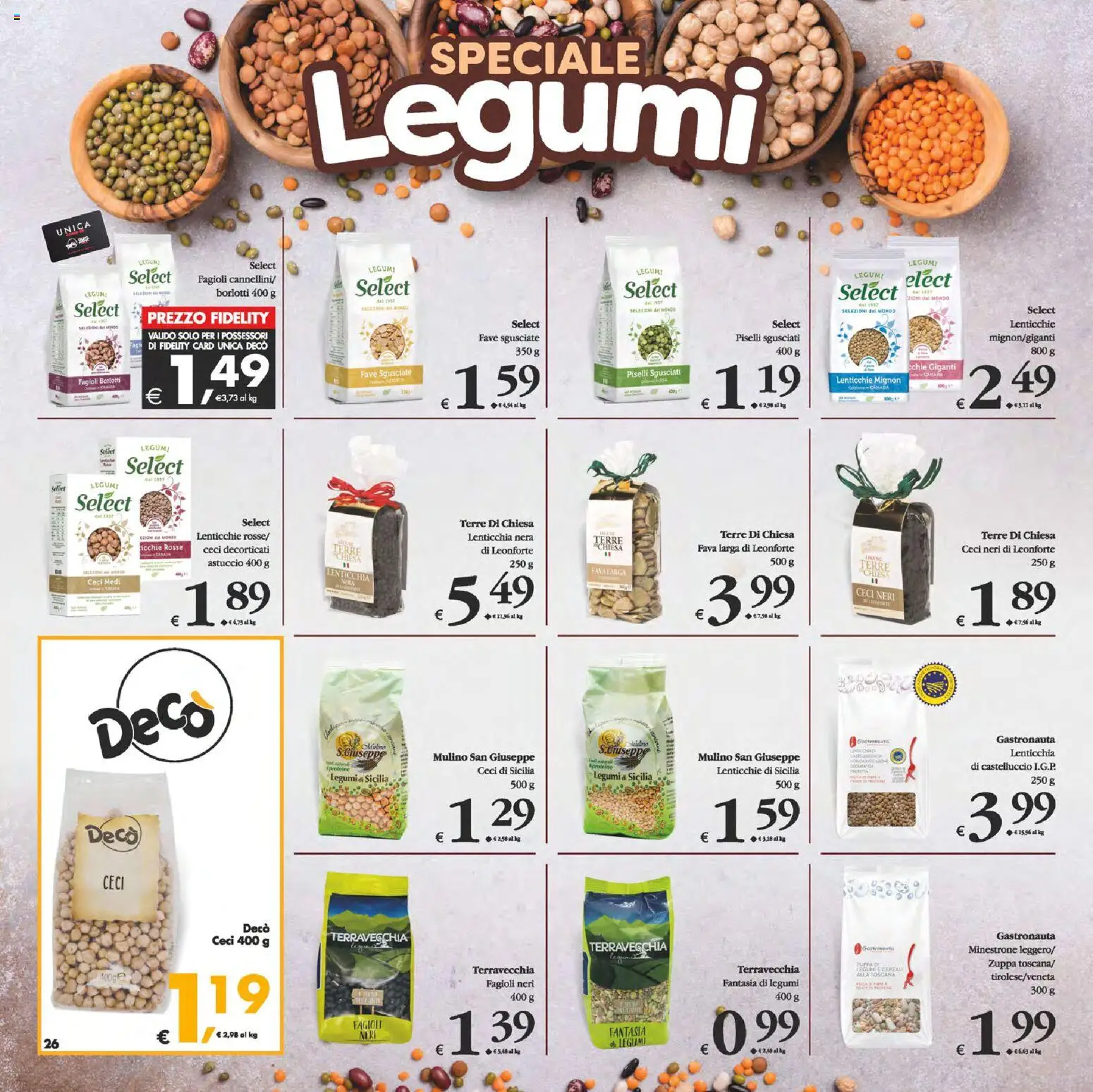 Volantino Decò del 23.01.2026 | Pagina: 26 | Prodotti: Minestrone, Legumi, Fagioli, Astuccio