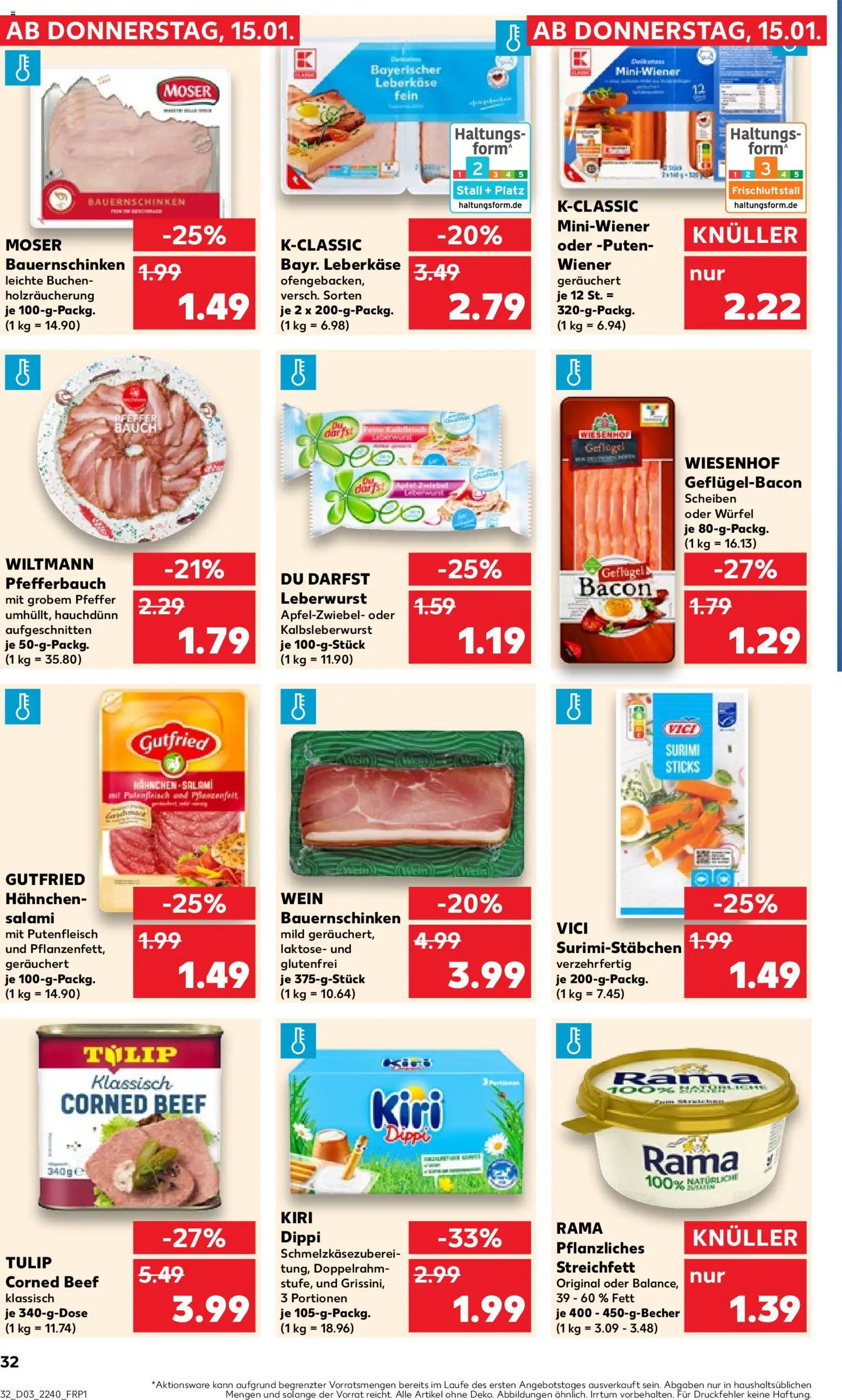 Kaufland prospekt Stuttgart	 – gültig ab 15.01.2026 | Seite: 32 | Produkte: Hahnchen, Rama, Pfeffer, Leberkase