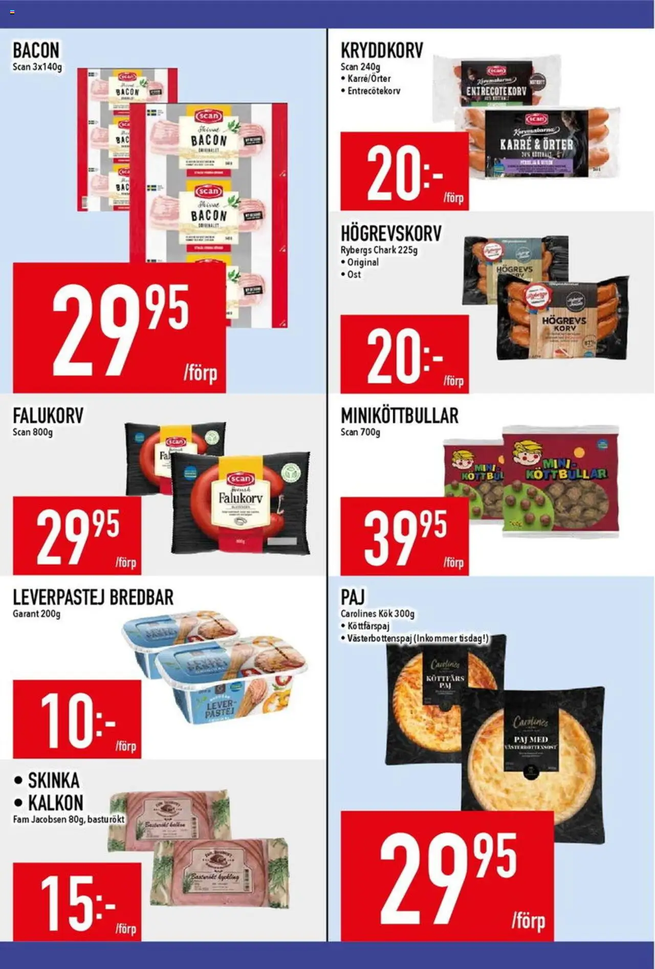 Matdax reklamblad aktuell från 18.08.2025 | Sida: 9 | Produkter: Köttbullar, Falukorv, Paj, Skinka