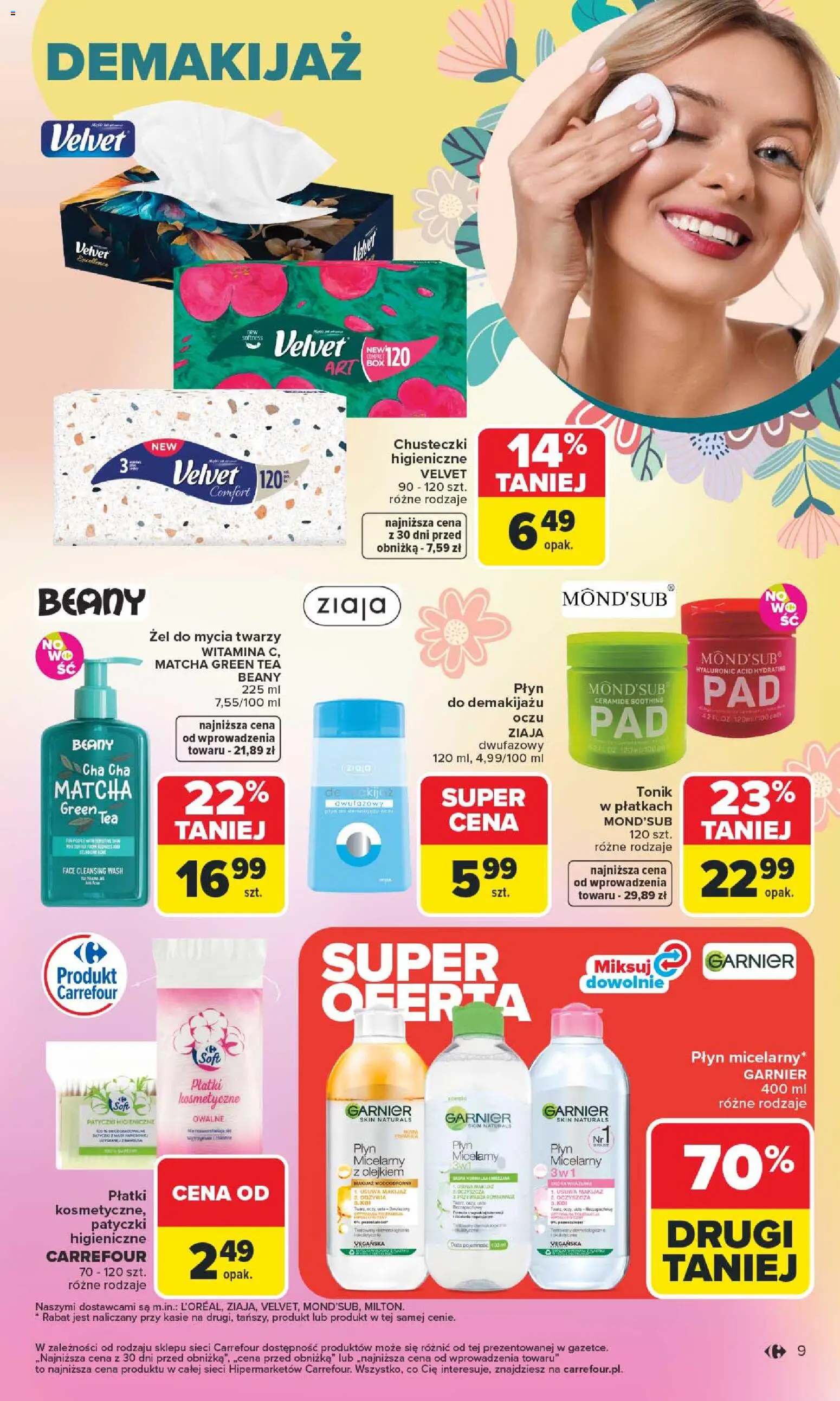 Carrefour gazetka - Wiosna Inspiruje od 02.03.2026 | Strona: 9 | Produkty: Makijaż, Płatki, Tonik