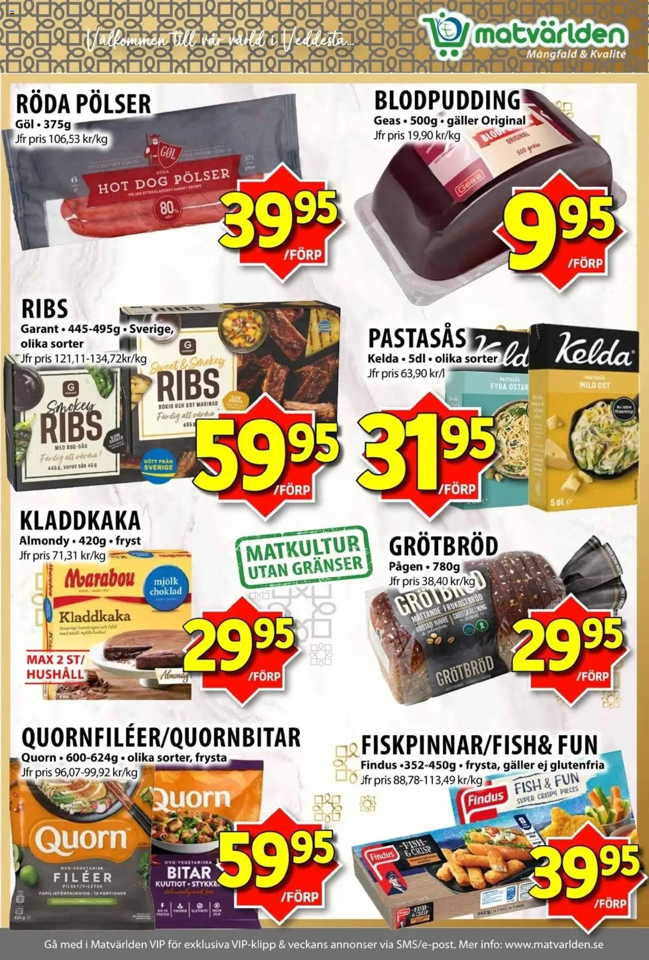 Matvärlden reklamblad aktuell från 06.10.2025 | Sida: 5 | Produkter: Marinad, Kladdkaka, Mjölk, Ost