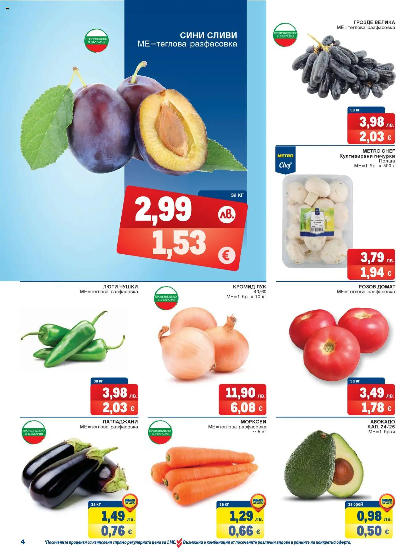 {H1} | Страница: 4 | Продукти: Babzsák, Авокадо, Грозде, Моркови