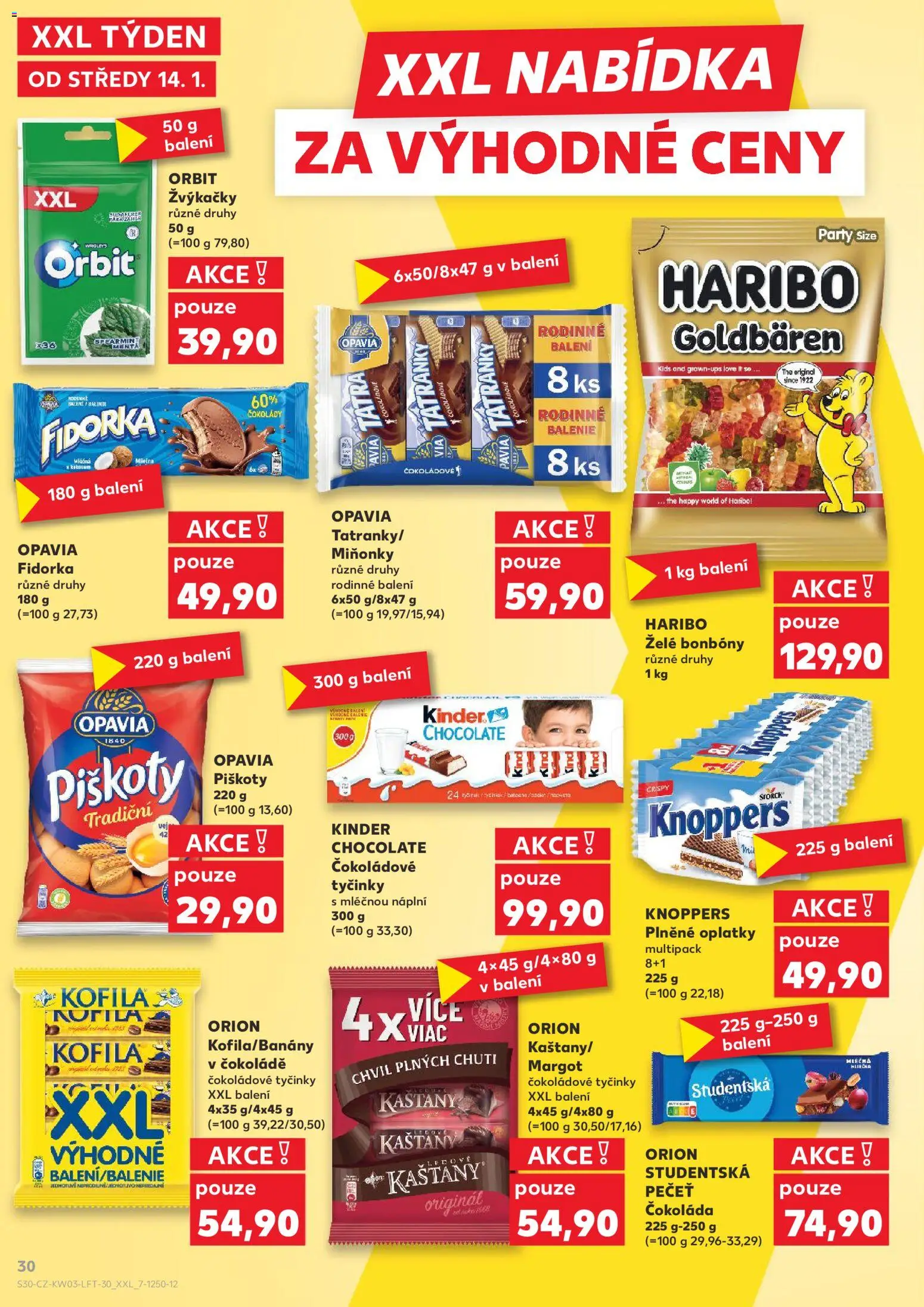 Kaufland leták - Chomutov od 14.01.2026 | Strana: 30 | Produkty: Knoppers, Haribo, Kofila, Oplatky