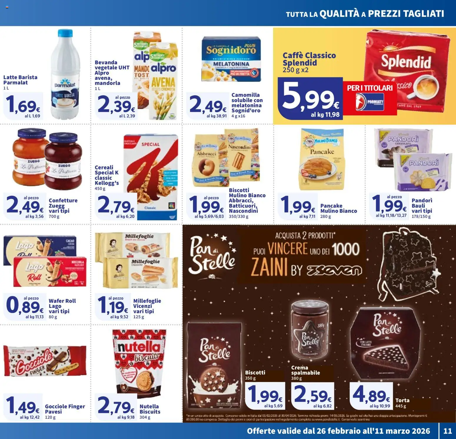 Volantino SIGMA del 26.02.2026 | Pagina: 11 | Prodotti: Biscotti, Latte, Nutella, Torta