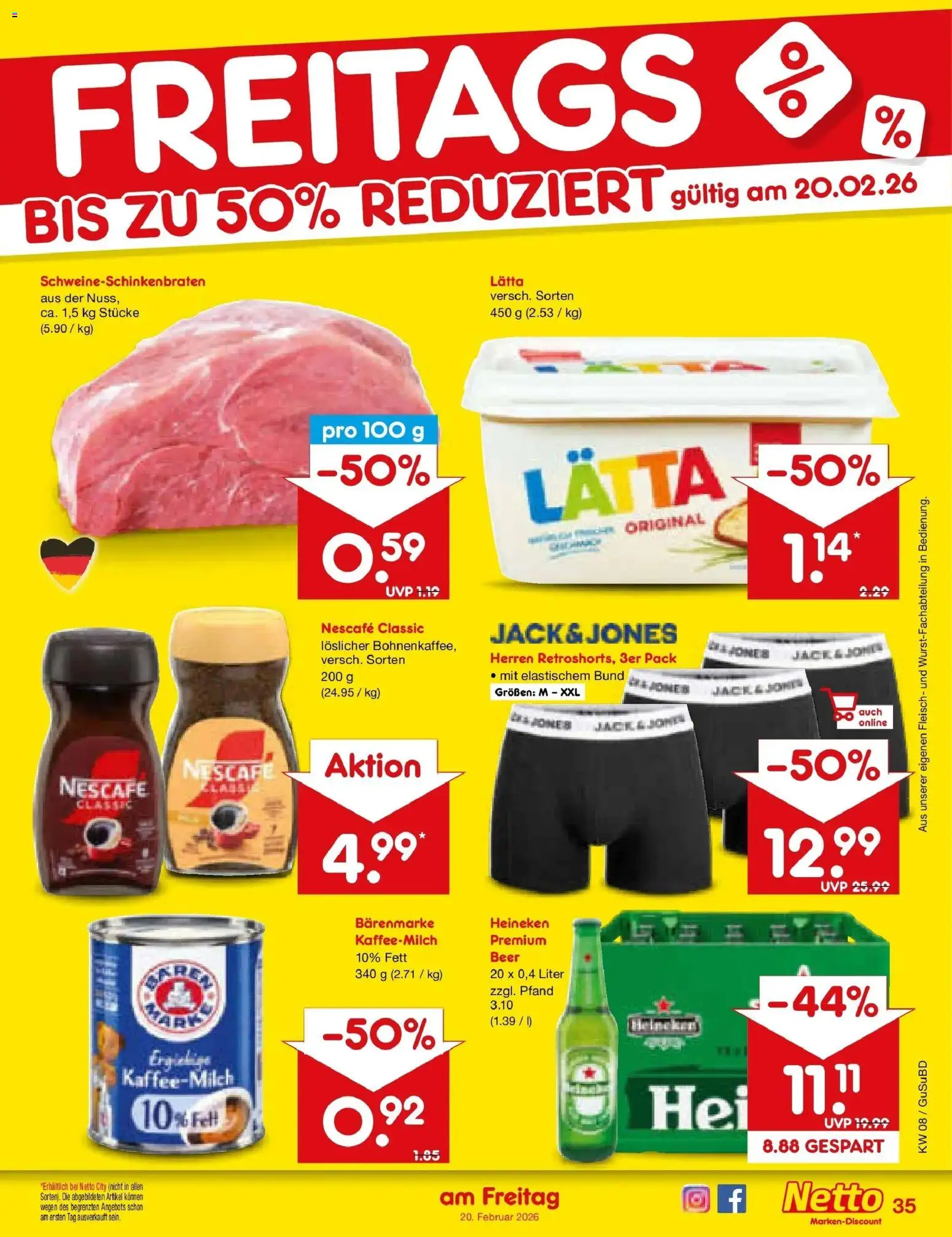 Netto Marken-Discount prospekt Glauchau	 – gültig ab 16.02.2026 | Seite: 49 | Produkte: Nescafe, Heineken, Nescafe classic, Fleisch