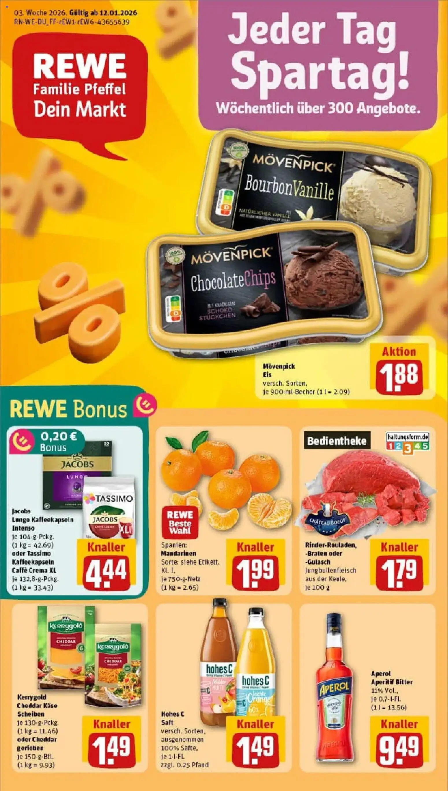 Rewe prospekt Neuss / Reuschenberg	 – gültig ab 11.01.2026 | Seite: 1 | Produkte: Mandarinen, Movenpick eis, Gulasch, Tassimo