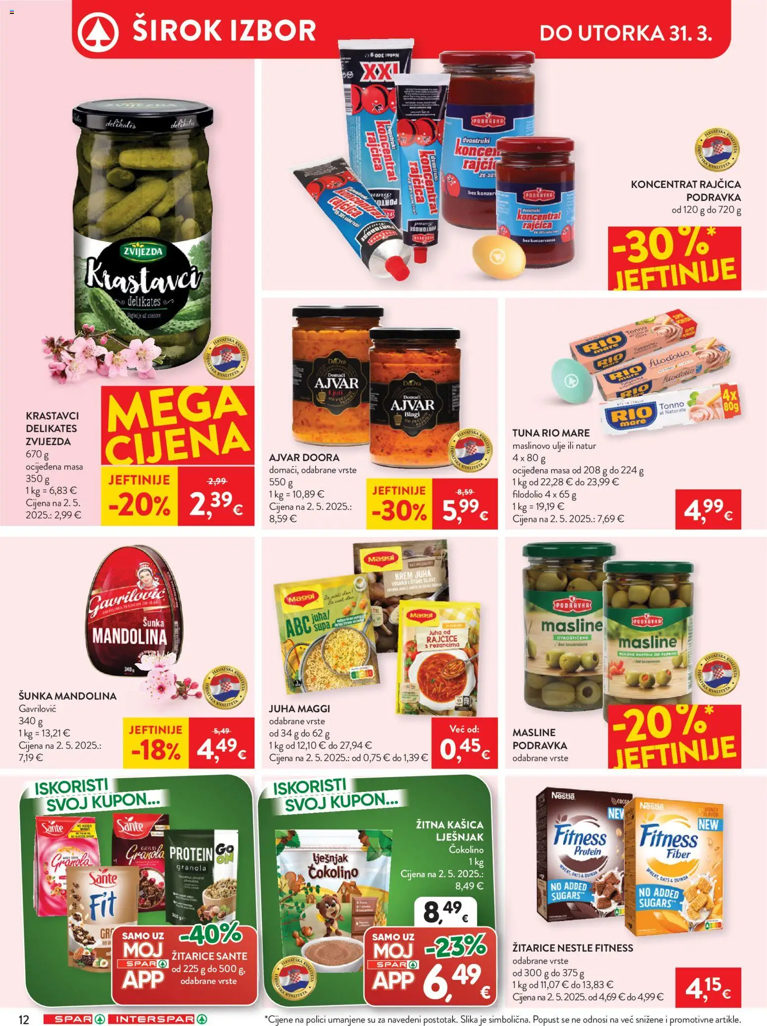 Spar katalog | vrijedi od 25.03.2026 | Stranica: 15 | Proizvodi: Masline, Maslinovo ulje, Rajčica, Čokolino