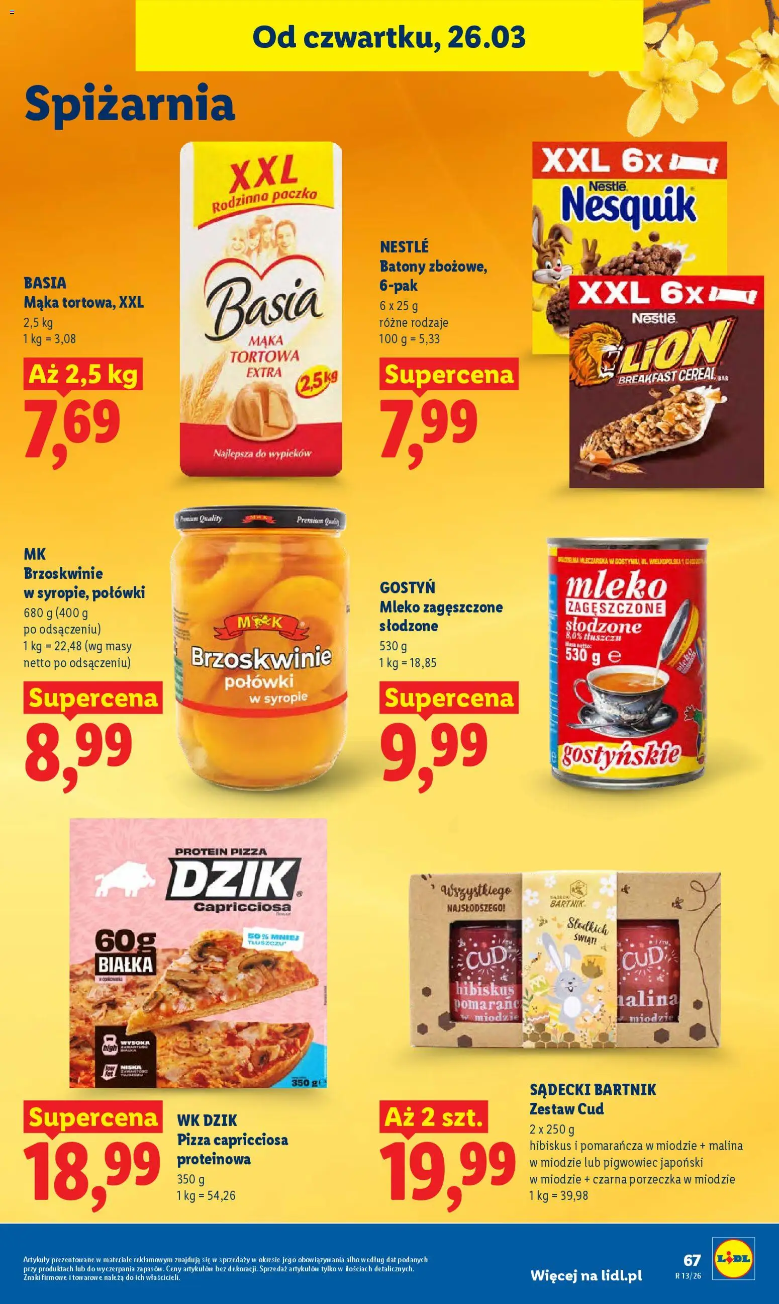 Lidl gazetka od 26.03.2026 | Strona: 67 | Produkty: Mleko zagęszczone słodzone, Malina, Porzeczka, Brzoskwinie